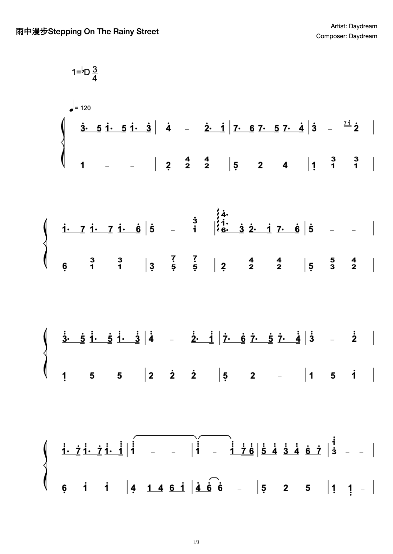 Walk in the Rain-Stepping On The Rainy Street-Daydream-Daydream-Walk in the Rain Piano-Walk in the Rain-Stepping On The Rainy Street Piano-Stepping On The Rainy Street preview