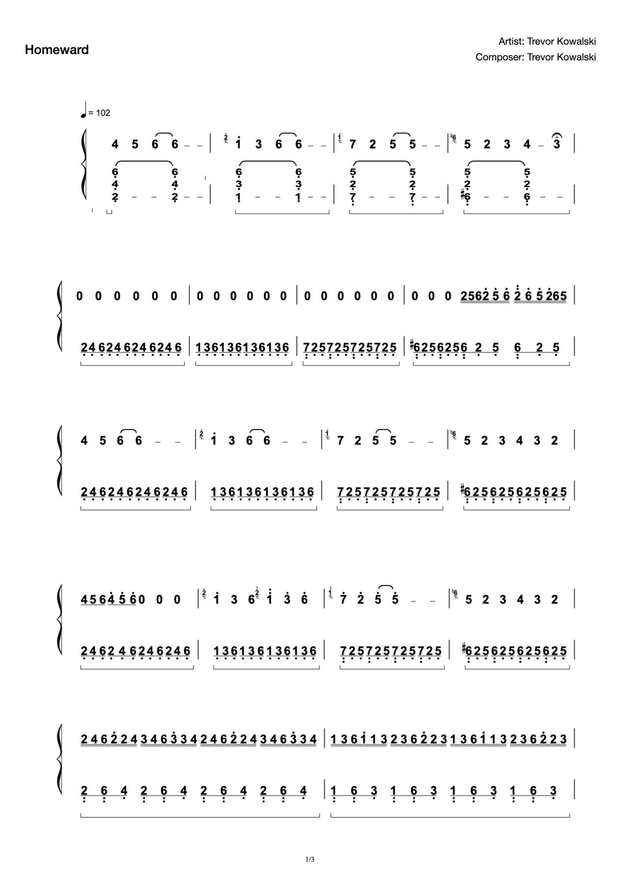 Homeward Return [Accurate Reduction]-Trevor Kowalski-Homeward Piano Score-Return Piano Score preview