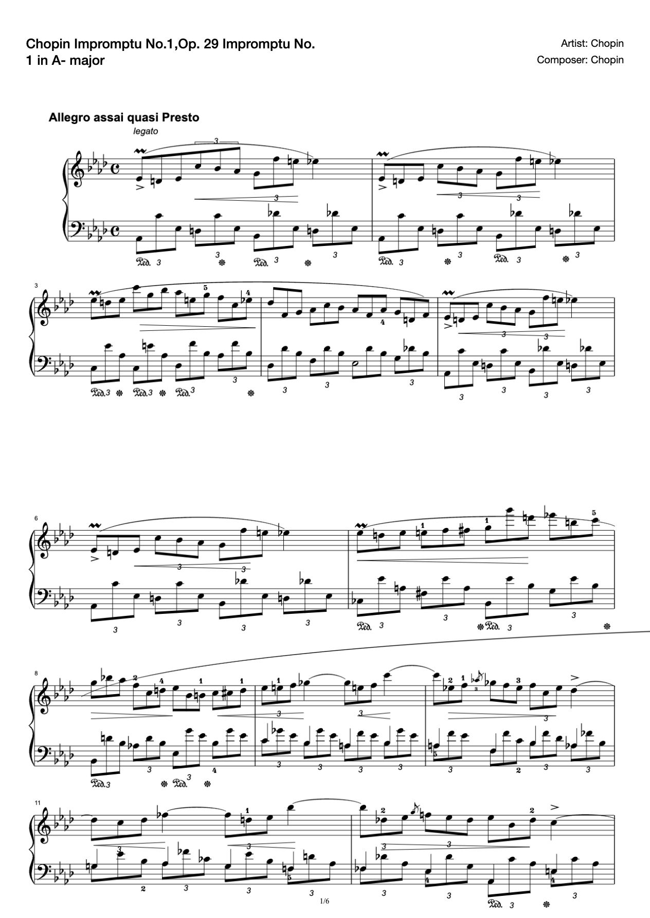 Chopin Impromptu No.1,Op. Impromptu No.1 in A flat major, Op. 29 Impromptu No.1 In A Flat Major,Op. 29 Chopin Impromptu Piano Music Impromptu Piano Music Impromptu Piano Music preview