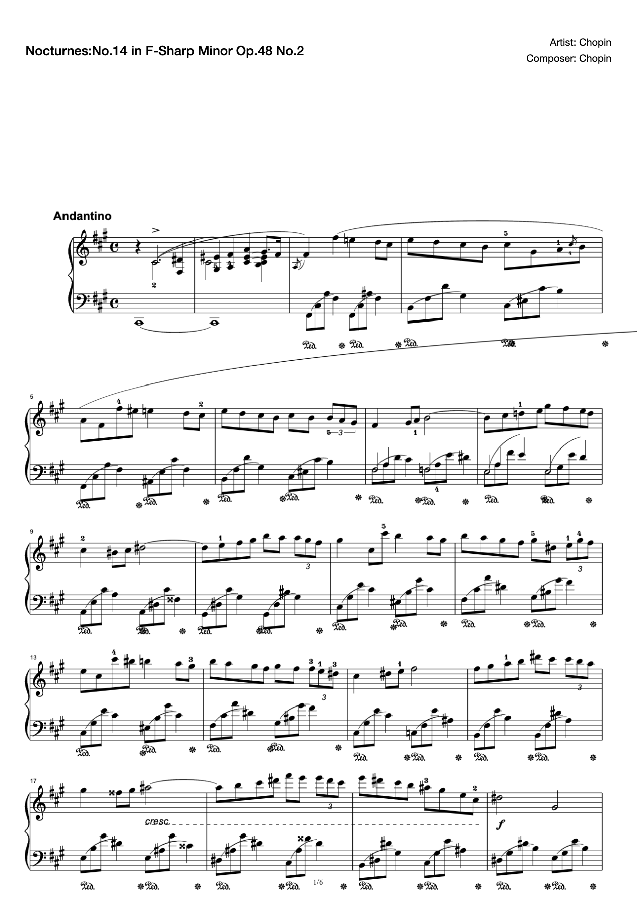 Nocturnes:No.14 in F-Sharp Minor Op.48 No.2 preview