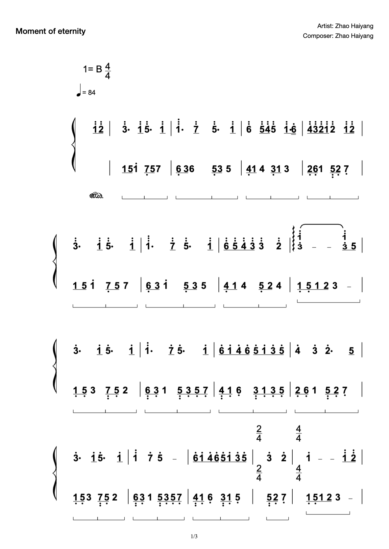 Eternity of Moments [Accurate Reduction]-Zhao Haiyang-Night Piano Music preview