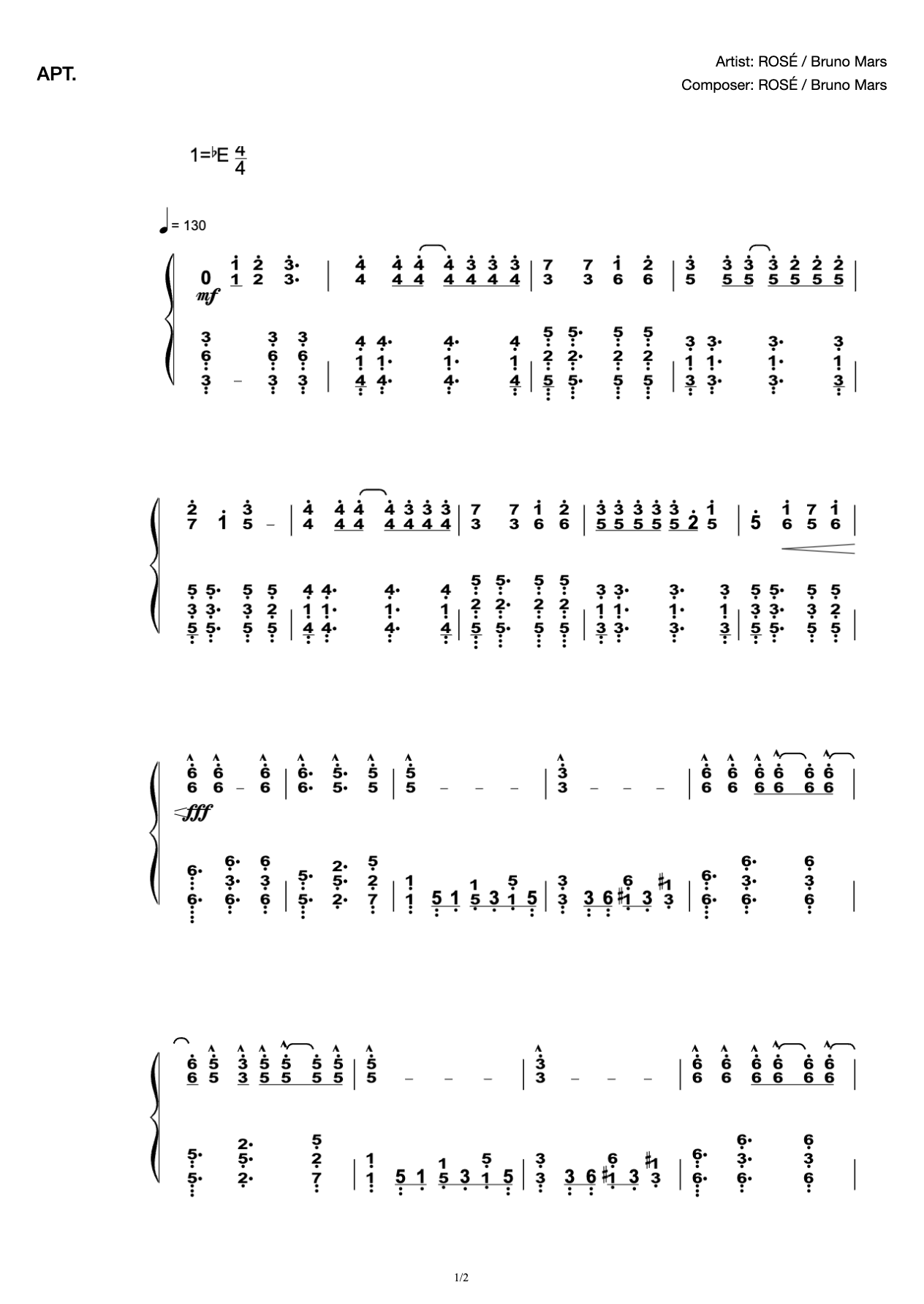 APT.-ROS/Bruno Mars [part of high-burning chorus] | Afraid of thorn is too brainwashed ~ ~ ~ ~ ~ preview