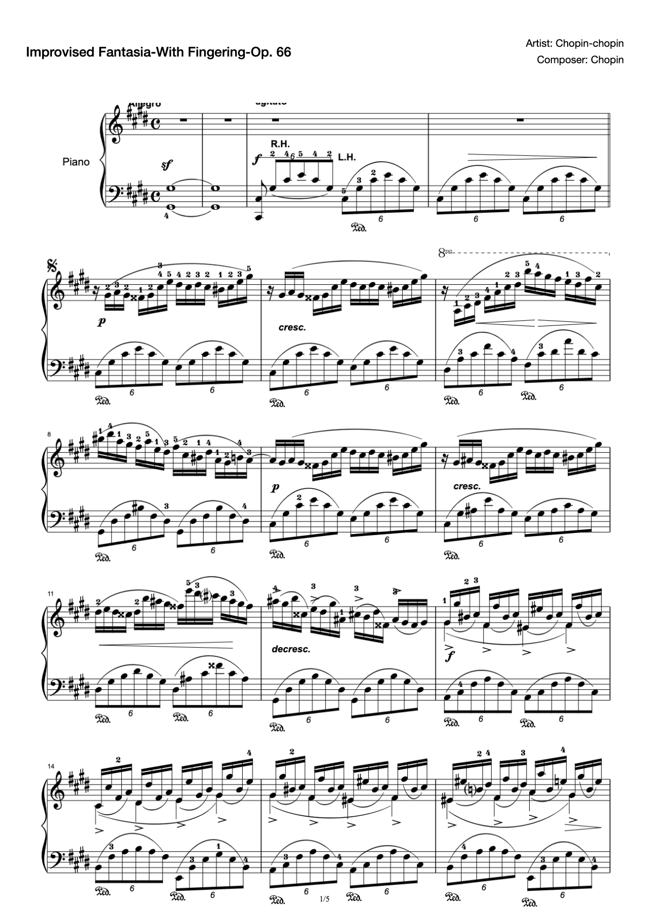 Improvised Fantasia-With Fingering-Op. 66 preview