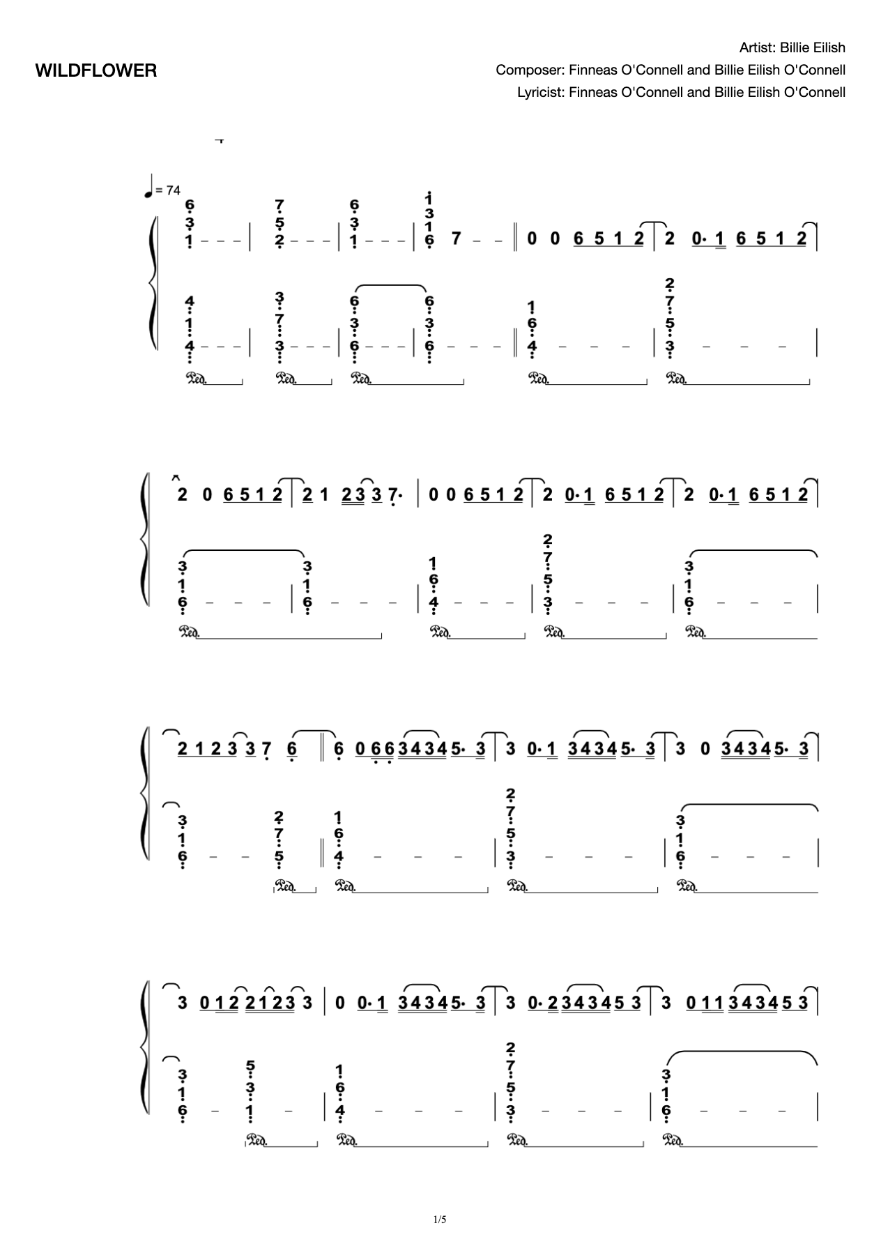 WILDFLOWER-Billie Eilish [Simple and Easy to Play]] preview