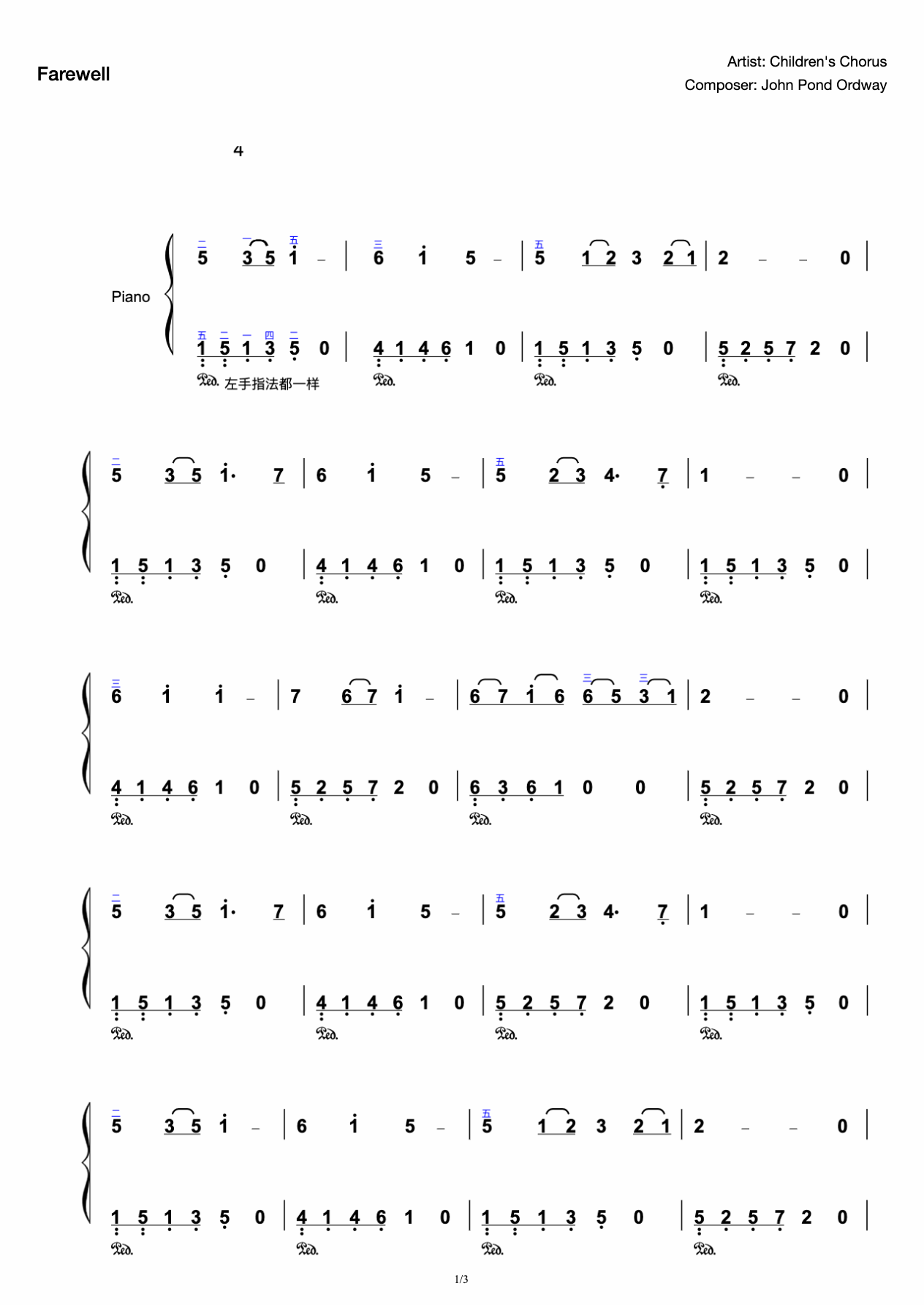Farewell-Children's Song-C Major preview