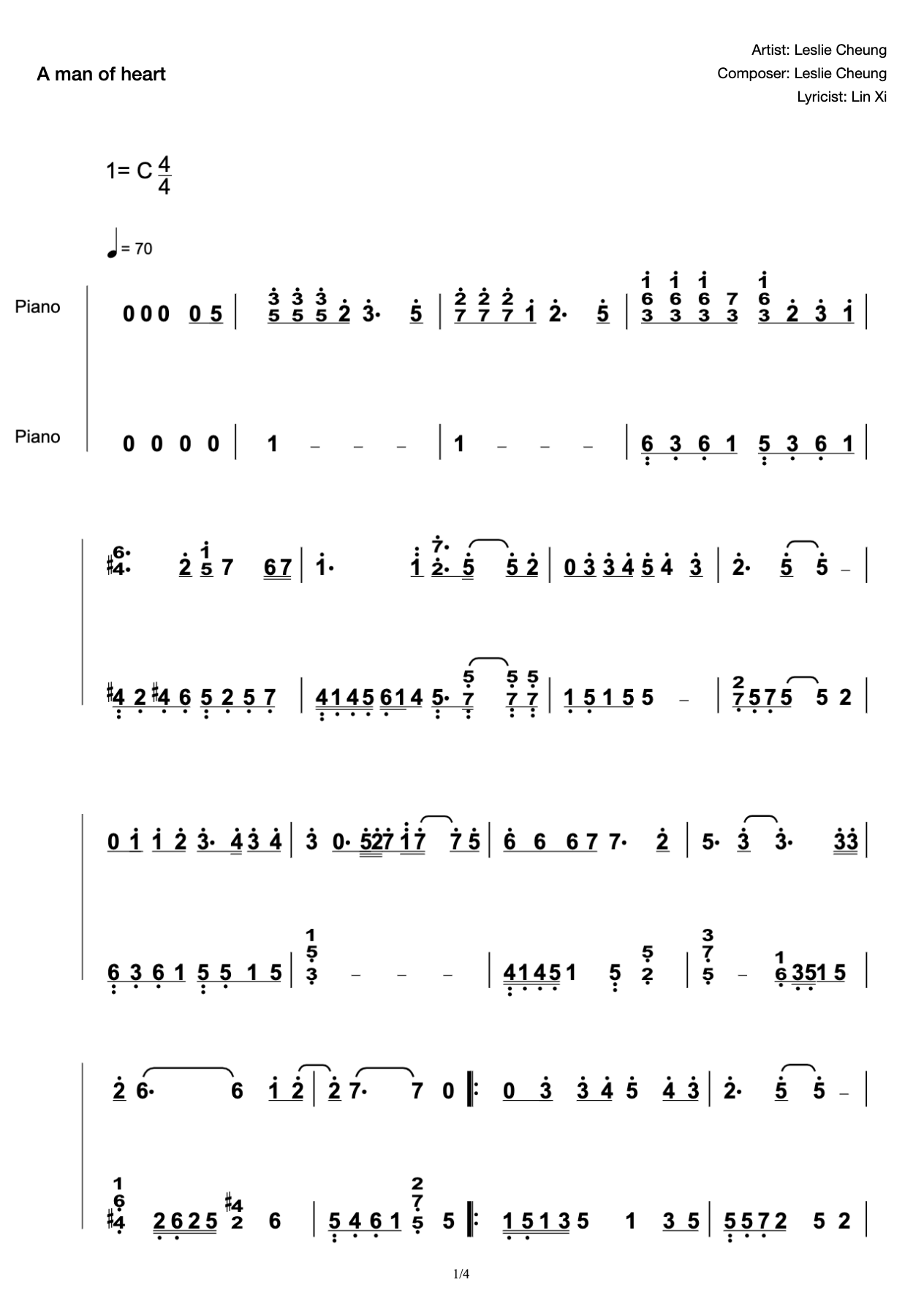 The original male voice solo score preview