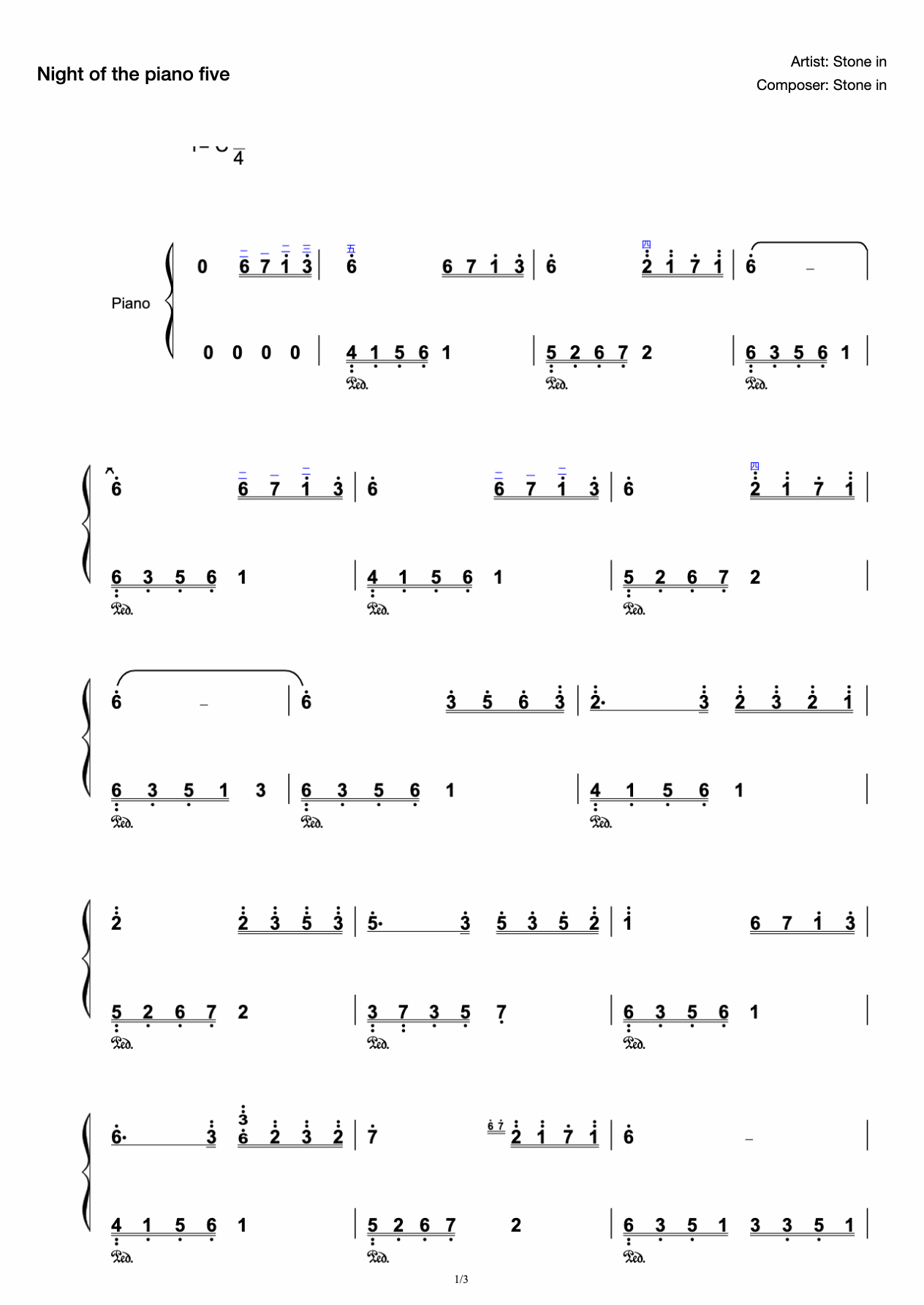 Night Piano Song 5-Shi Jin-C Major preview