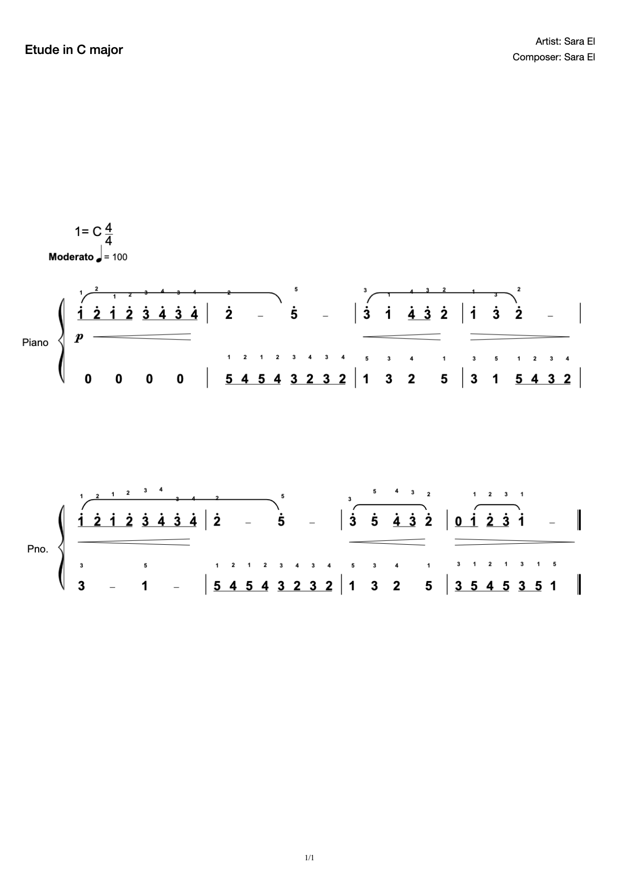 [Level 1] A- 2 Etude in C Major [Fingering Complete Explanation](2019 New Edition Piano Test) preview