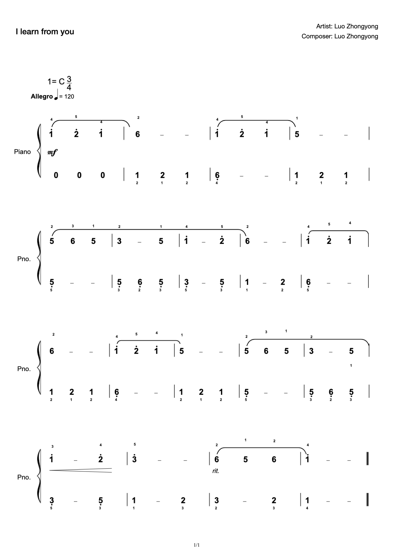 [Level 1] B- 2 I Learn from You [Fingering Complete Solution](2019 New Edition Piano Test) preview