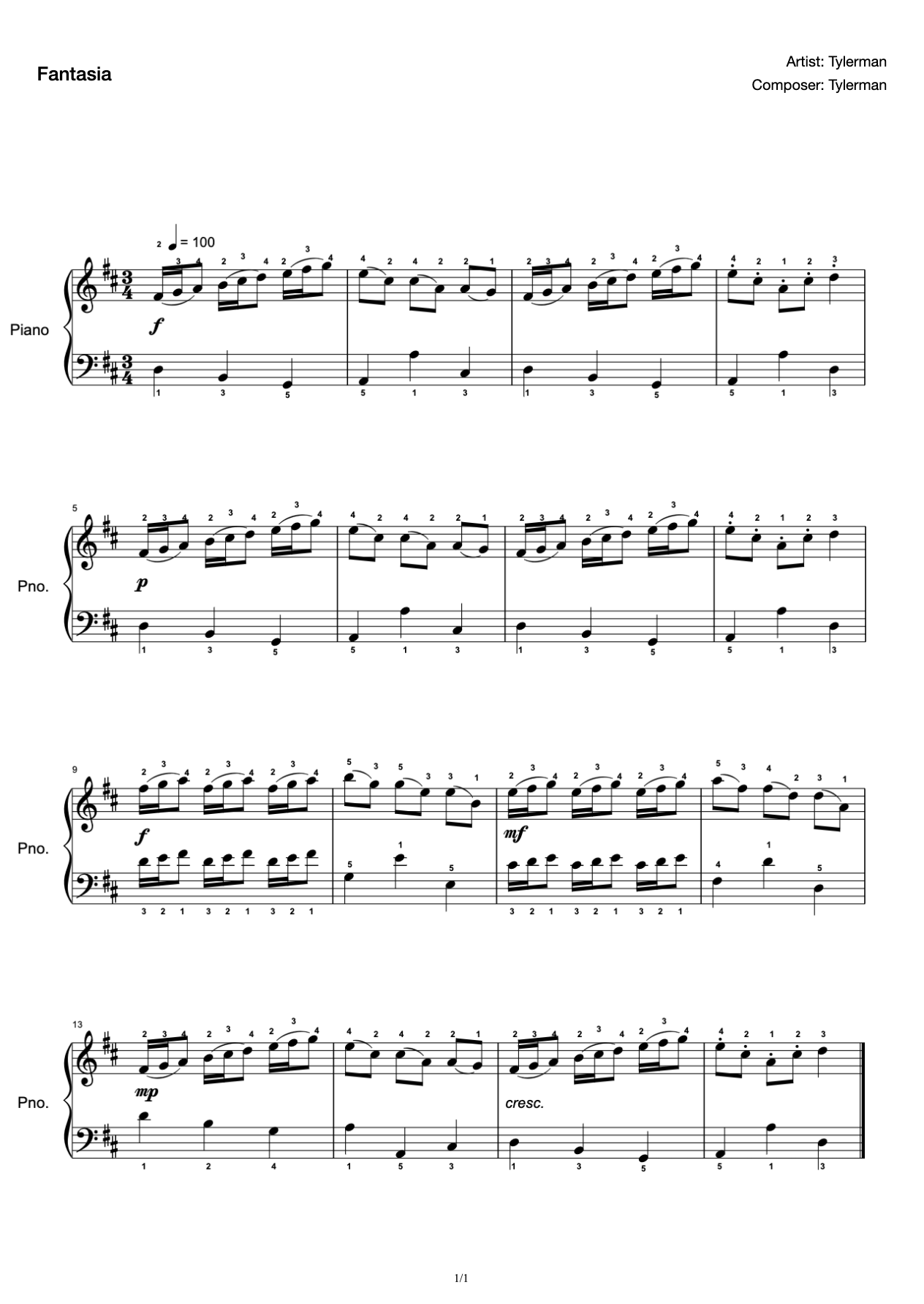 [Level 2] B- 1 Fantasia [Fingering Complete Solution](2019 New Edition Piano Test) preview