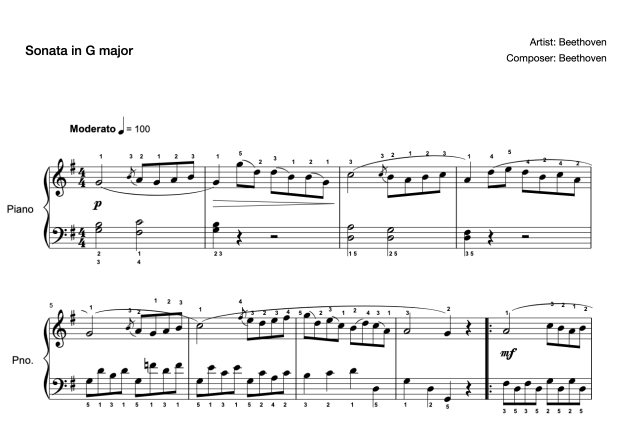 [Level 2] B- 2 Sonata in G Major [Fingering Complete Solution](2019 New Edition Piano Test) preview