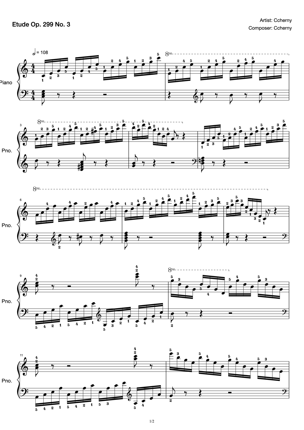 Op. 299- No. 3-Cherny's "Piano Quick Etudes" preview