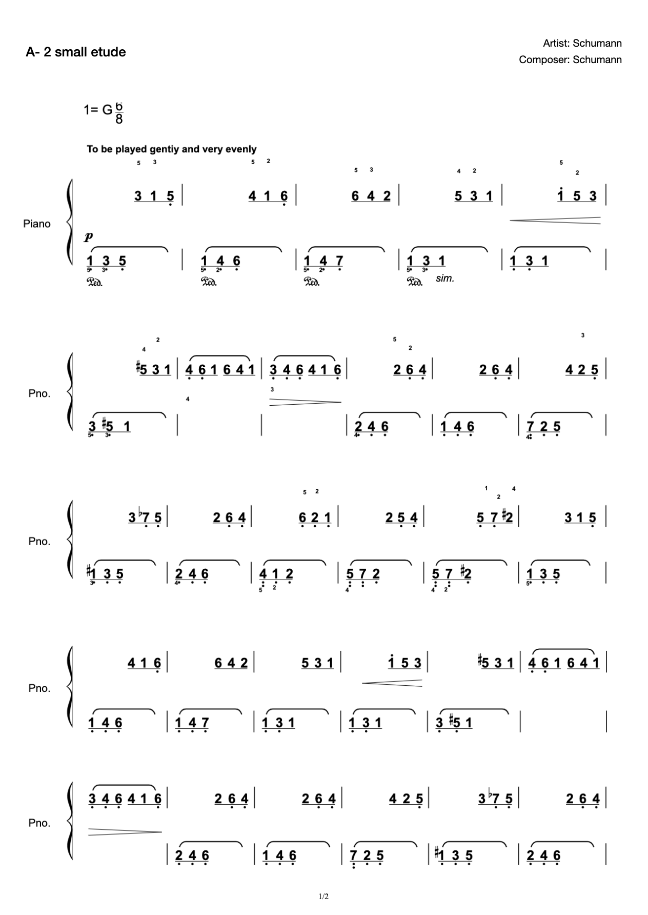 [Level 3] A- 2 Etude [with Fingering](2019 New Edition Piano Test) preview