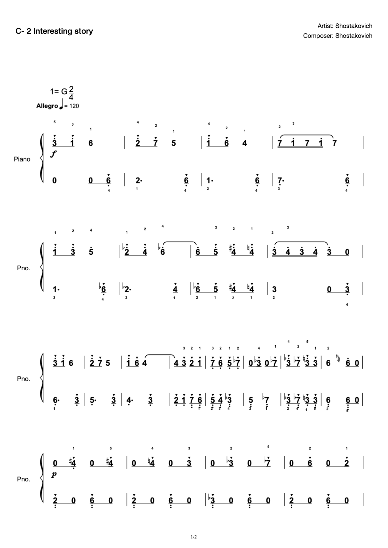 [Level 3] C- 2 and Interesting Story [with Fingering](2019 New Piano Test) preview