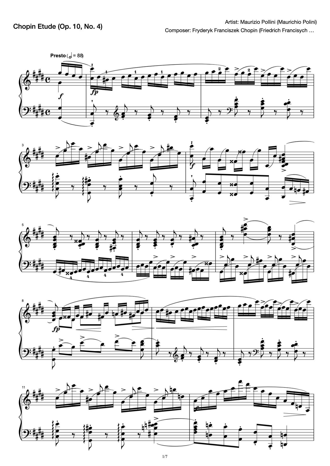 Etude Op. 10 No. 4-Chopin Etude (No. 4 (Torrent)) preview