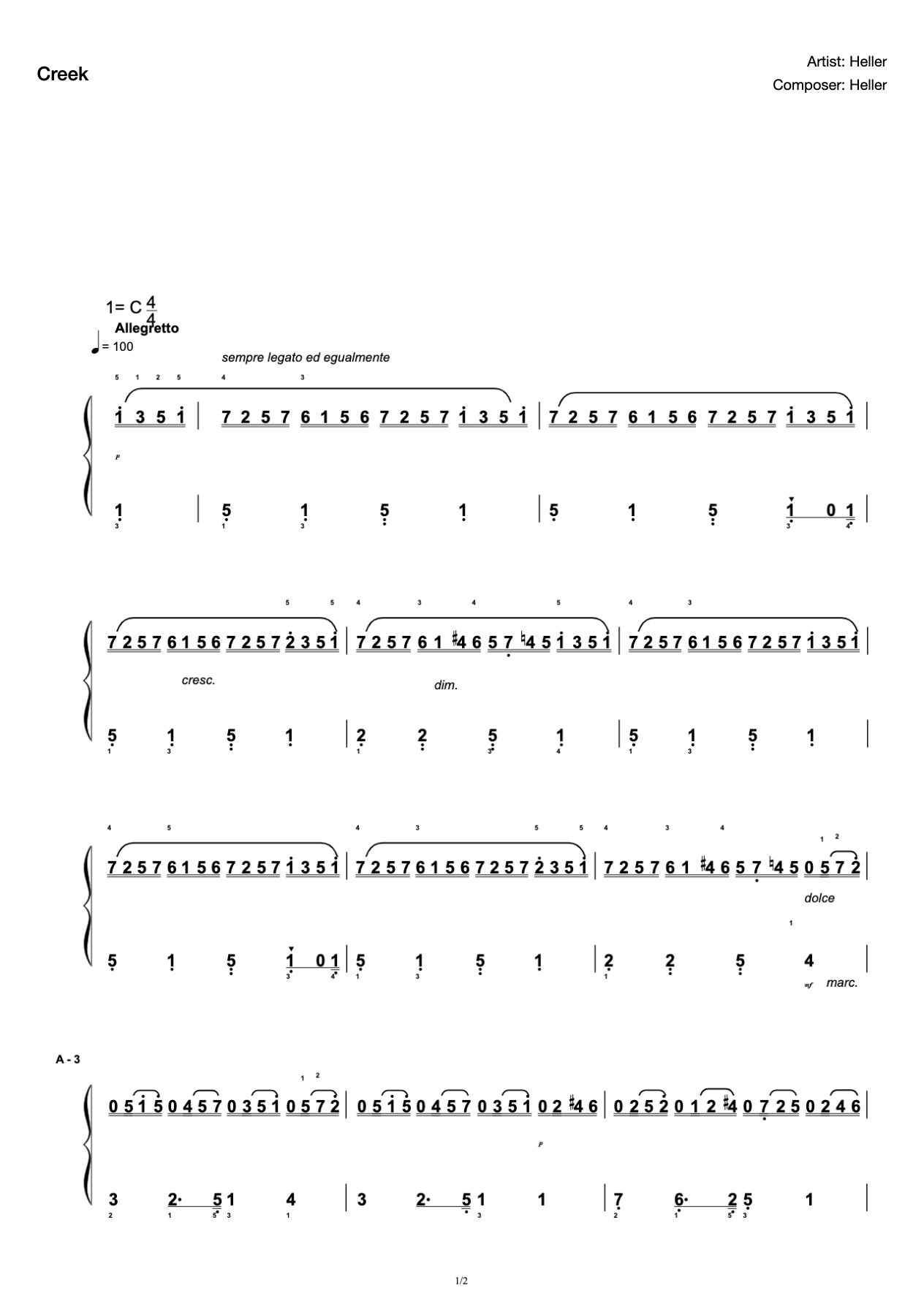 [Level 4] A- 3 Brook [with Fingering](2019 New Edition Piano Test) preview