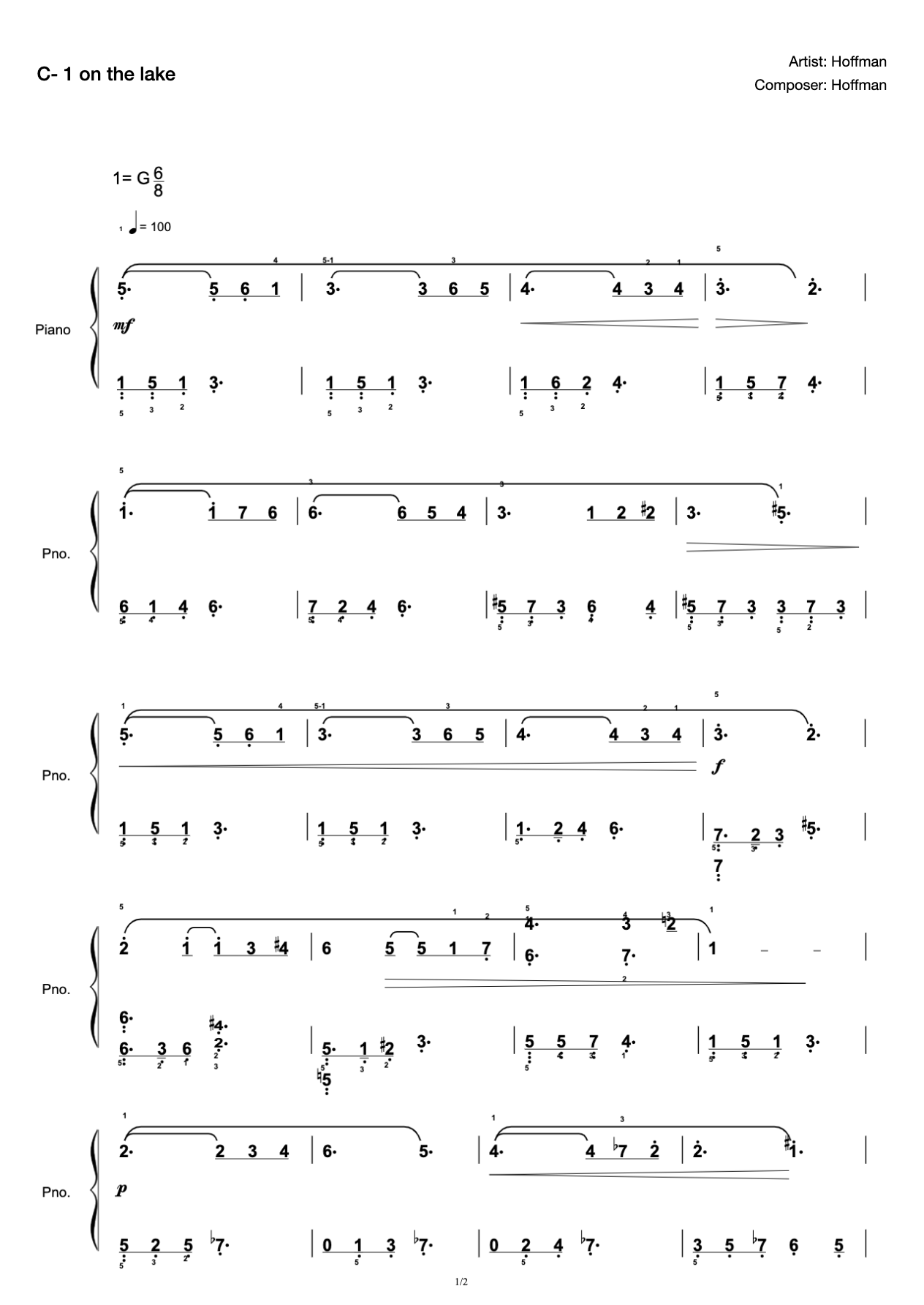 [Level 4] C- 1 on the Lake [with Fingering](2019 New Edition Piano Test) preview