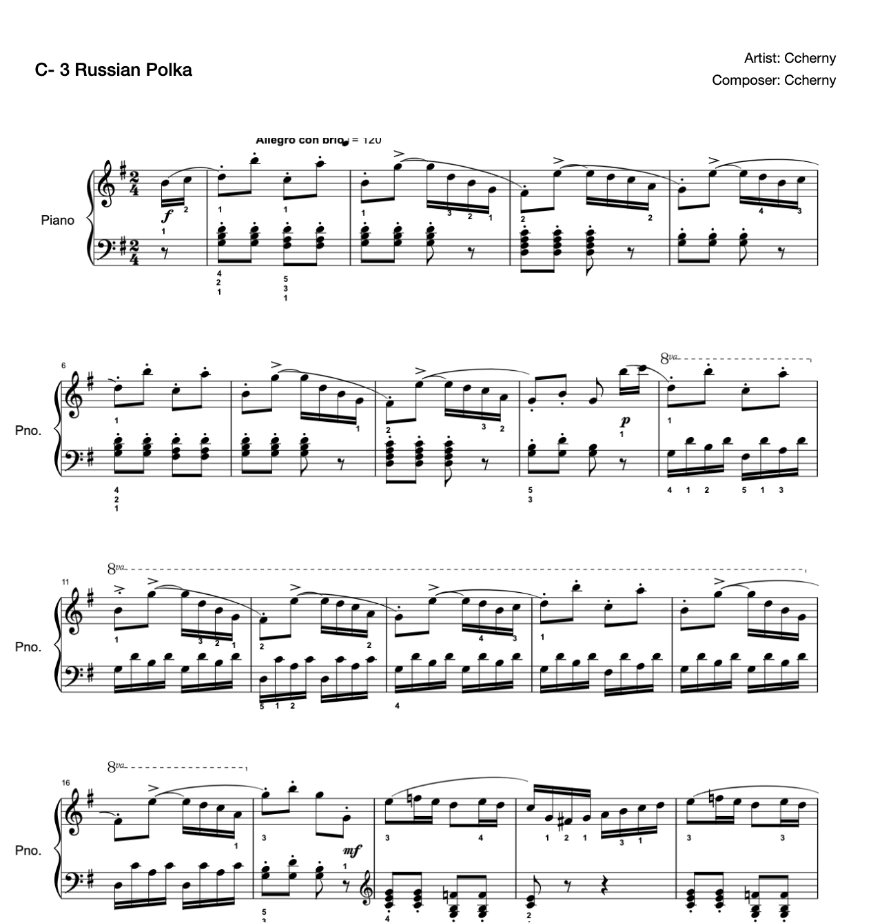 [Level 4] C- 3 Russian Polka [with Fingering](2019 New Edition Piano Test) preview