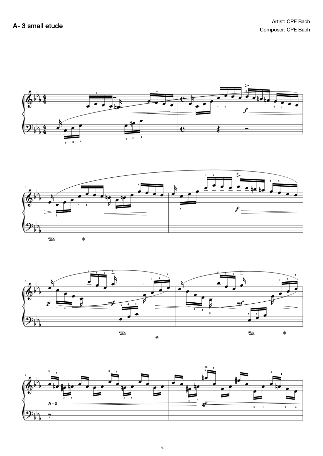 [Level 5] A- 3 Etude [with Fingering](2019 New Edition Piano Test) preview