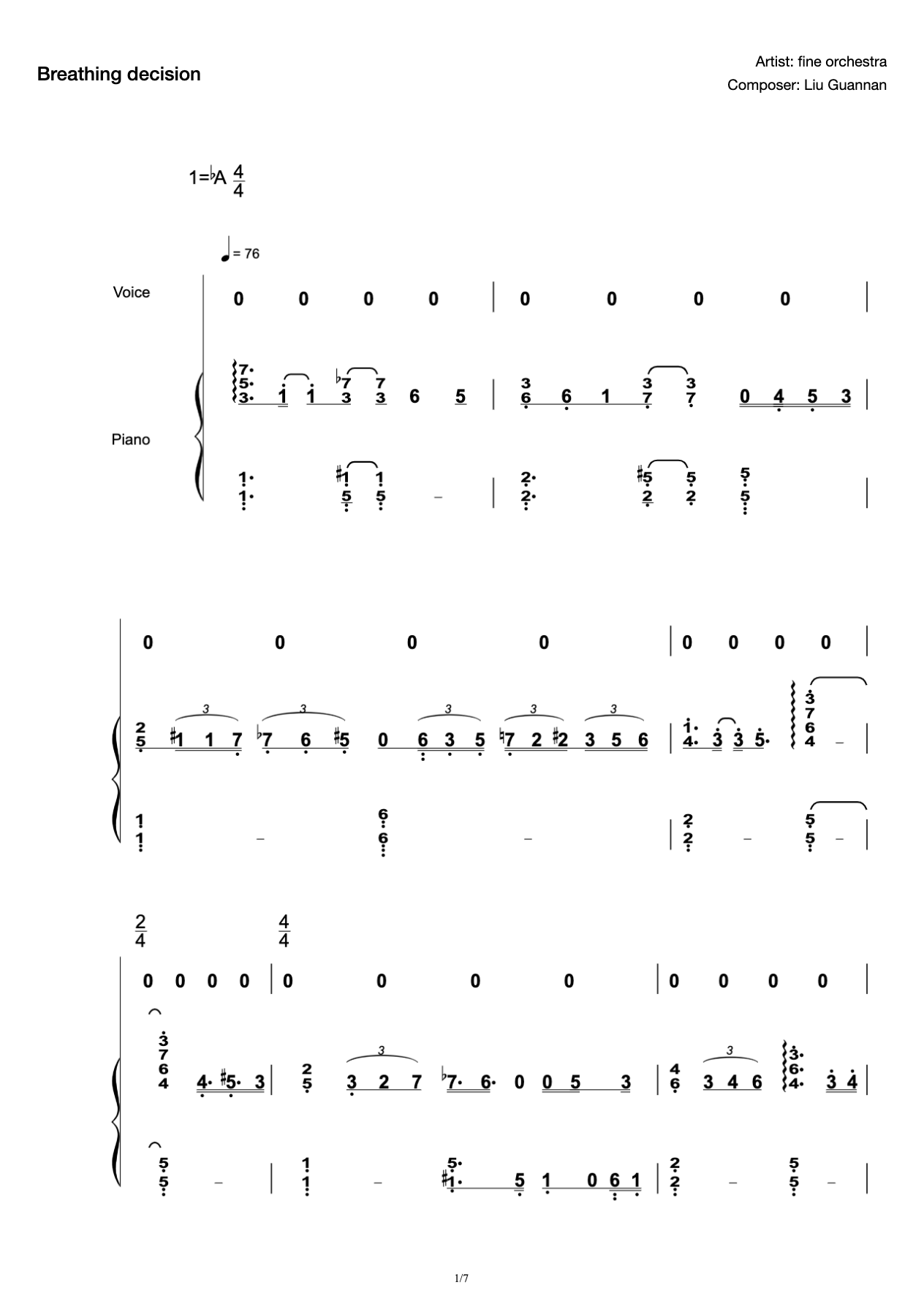 Fine Orchestra-Breathing Decision [Singing Score]] preview