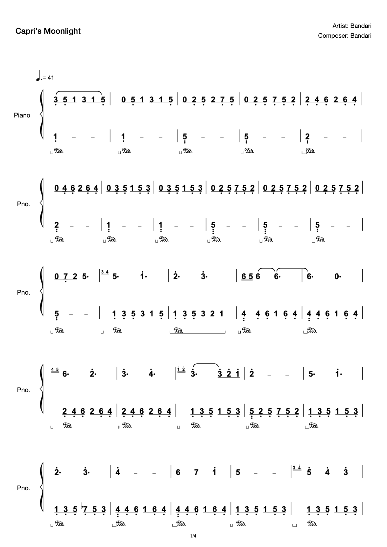 Capri's Moonlight (Flow)-Teacher Kim Piano Solo Score preview