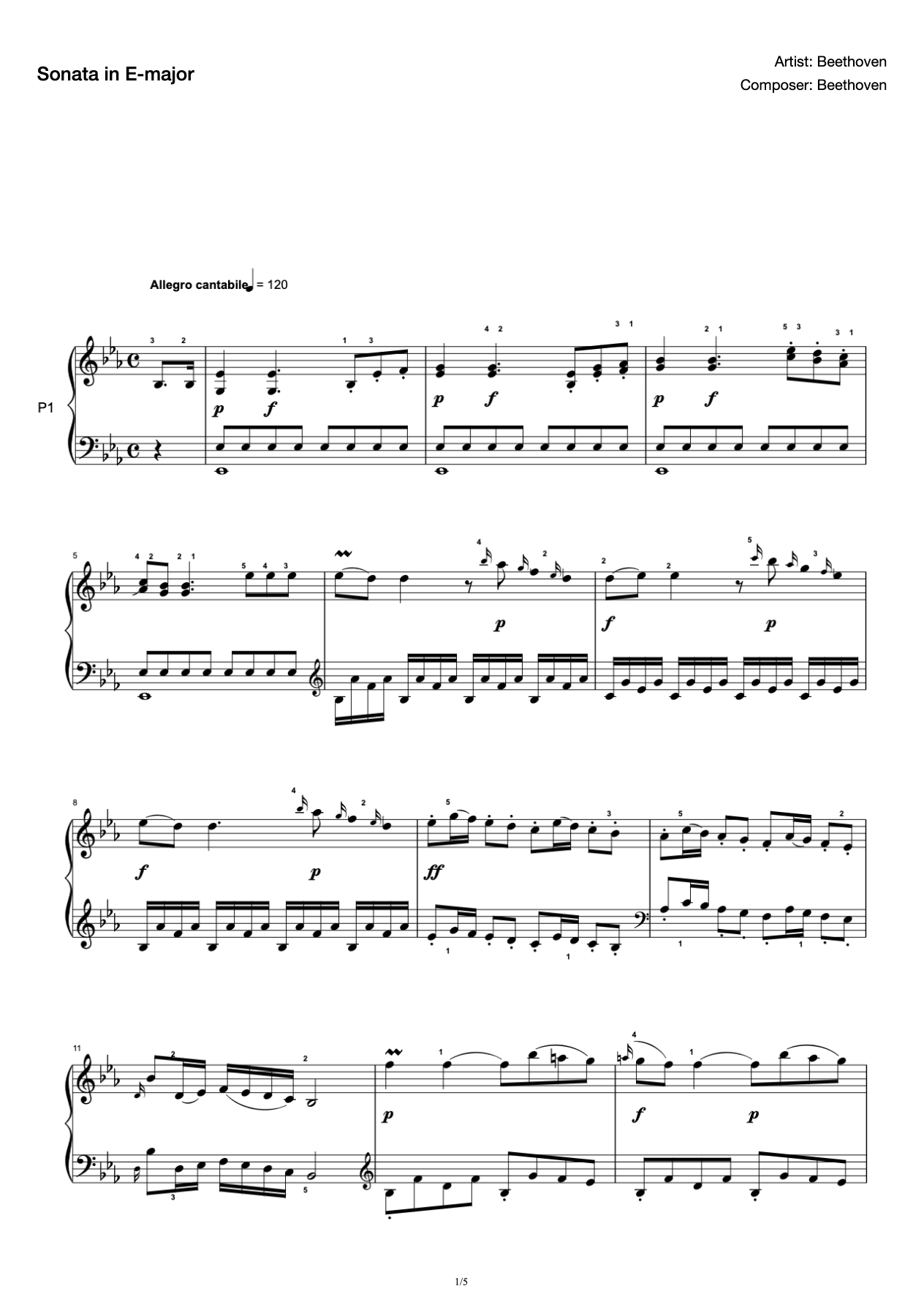 [Level 6] B- 2 Sonata in E-flat Major [with Fingering](2019 New Edition Piano Test) preview