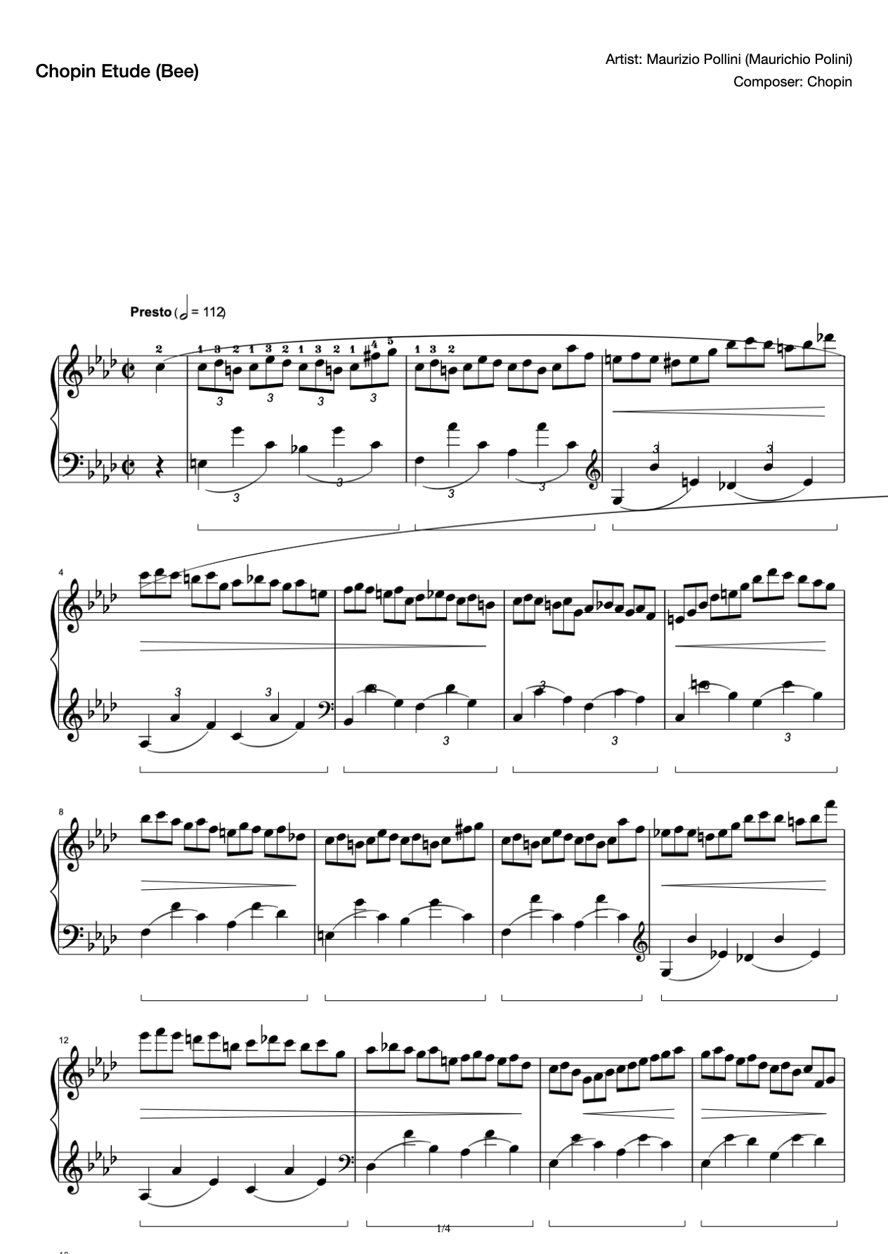 Etude Op. 25 No. 2-Chopin Etude (Bee) preview