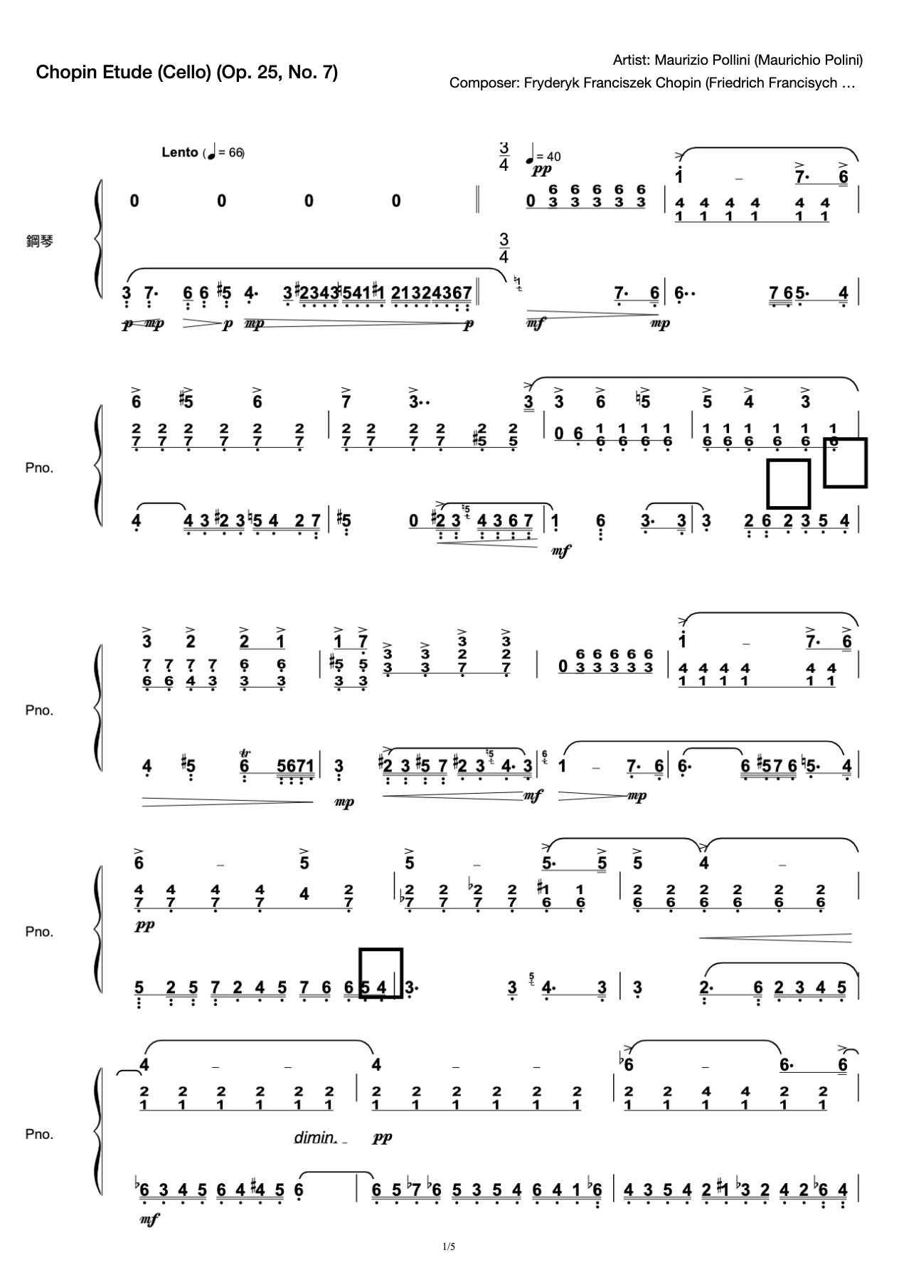 Etude Op. 25 No. 7-Chopin Etude (Cello) preview