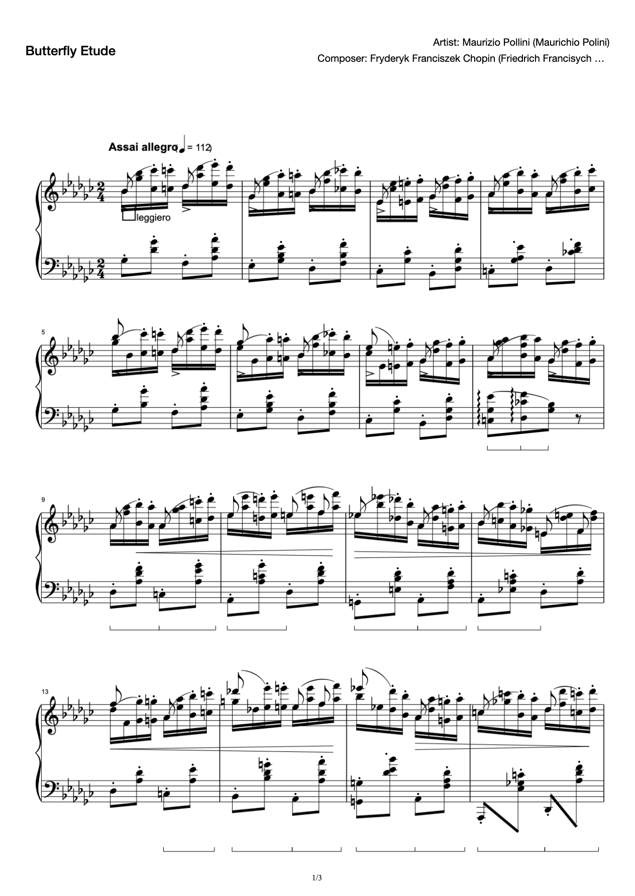 Etude Op. 25 No. 9-Chopin Etude (Wings of a Butterfly) preview