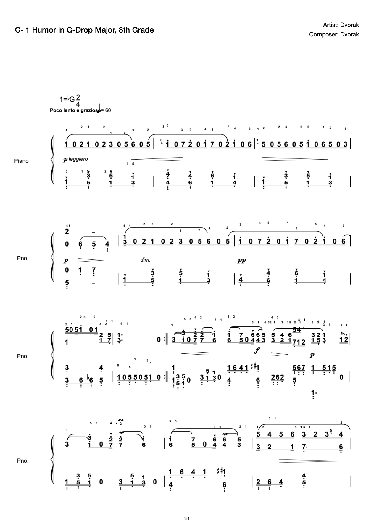 [Grade 8] C- 1 Humor in G-flat Major [with Fingering](2019 New Edition Piano Test) preview