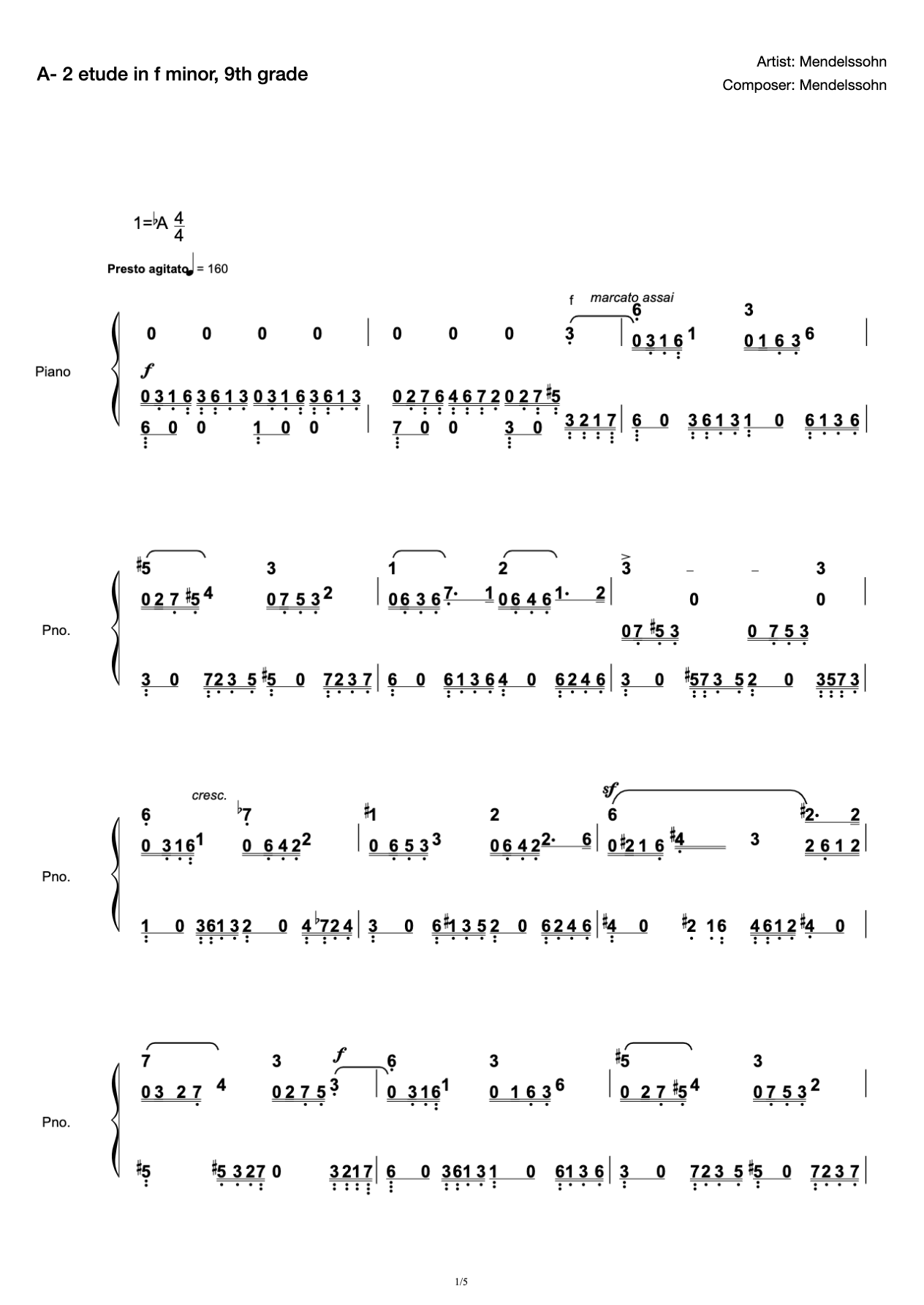 [Grade 9] A- 2 Etude in F minor (2019 New Edition Piano Test) preview