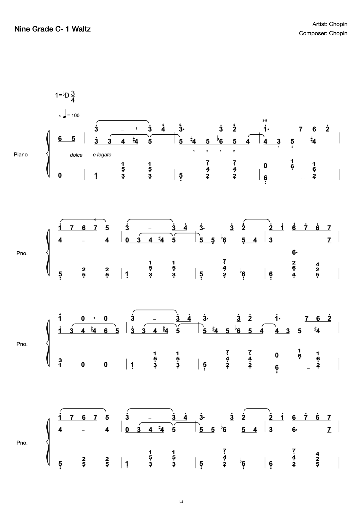 [Grade 9] C- 1 Waltz [with Fingering](2019 New Edition Piano Test) preview