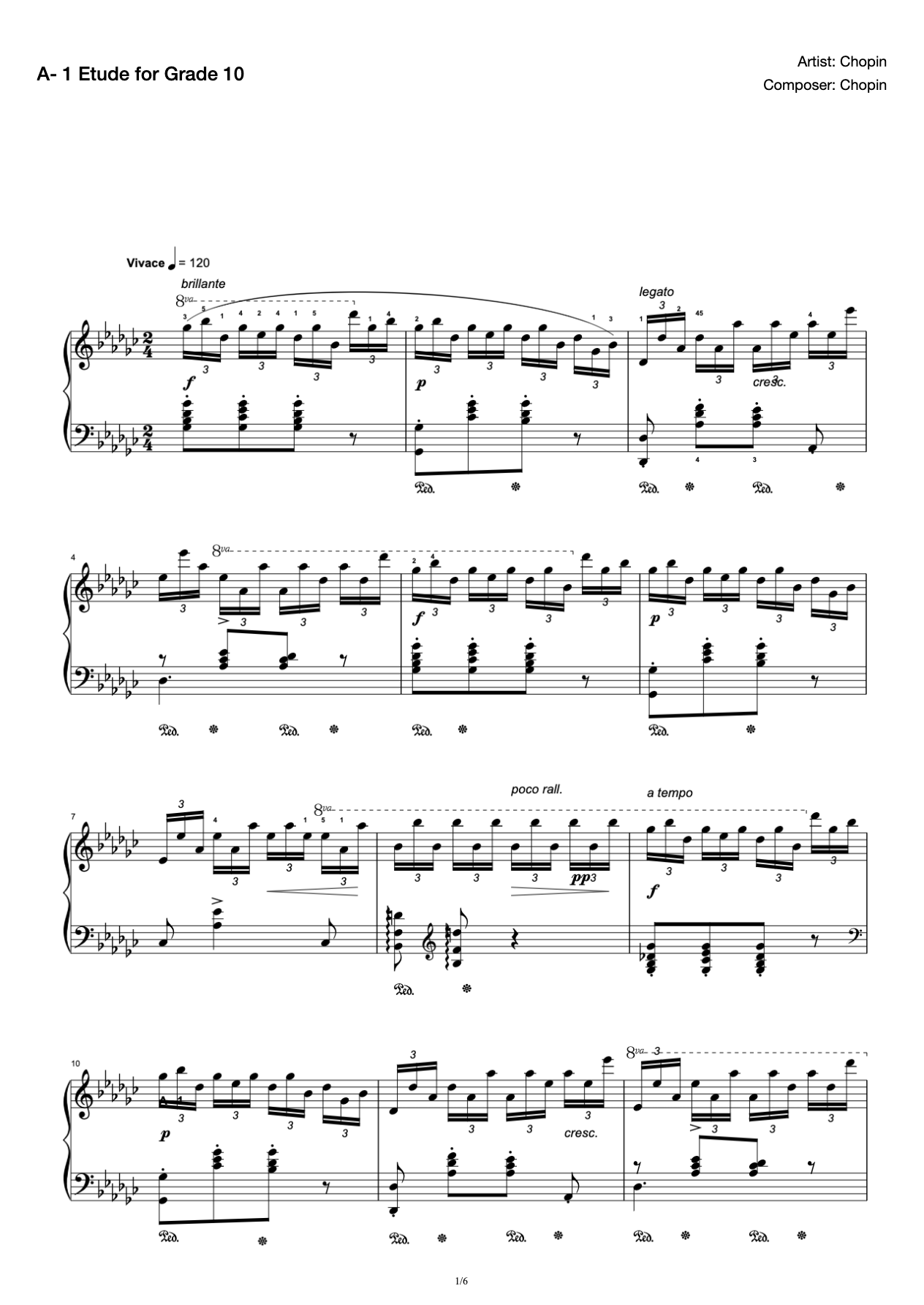 [Grade 10] A- 1 Etude [with Fingering](2019 New Edition Piano Test) preview