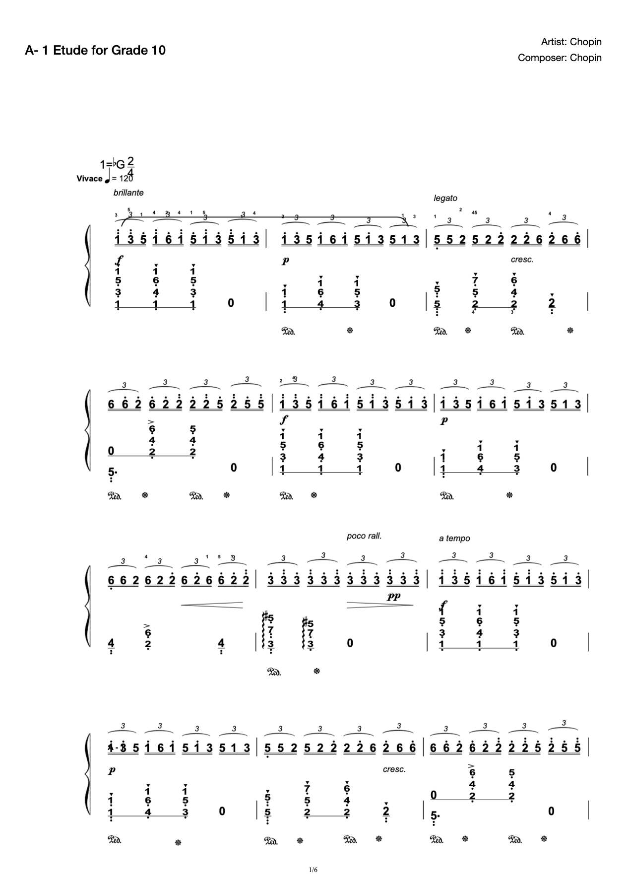 [Grade 10] A- 1 Etude [with Fingering](2019 New Edition Piano Test) preview