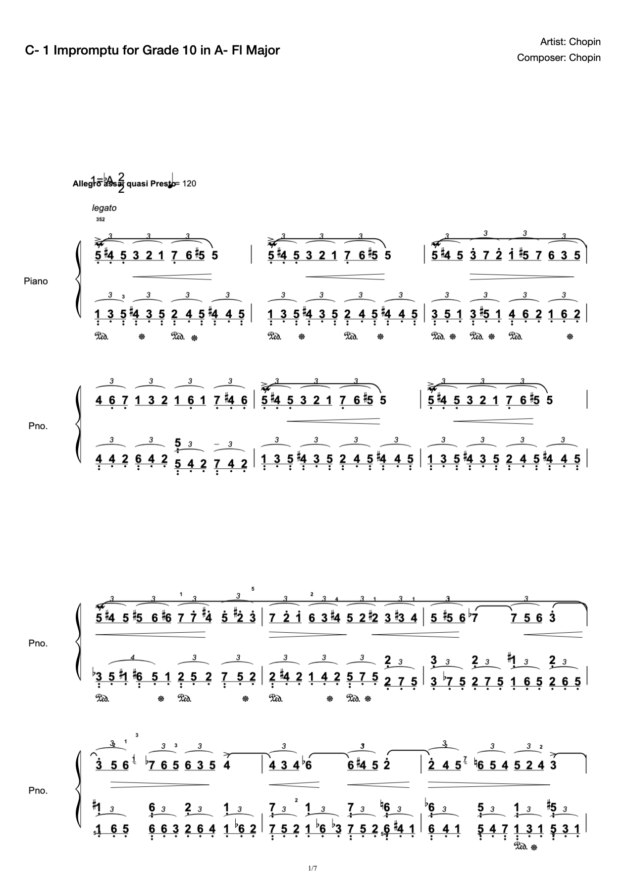 [Level 10] C- 1 Impromptu in A flat major [with fingering](2019 New Edition Piano Test) preview