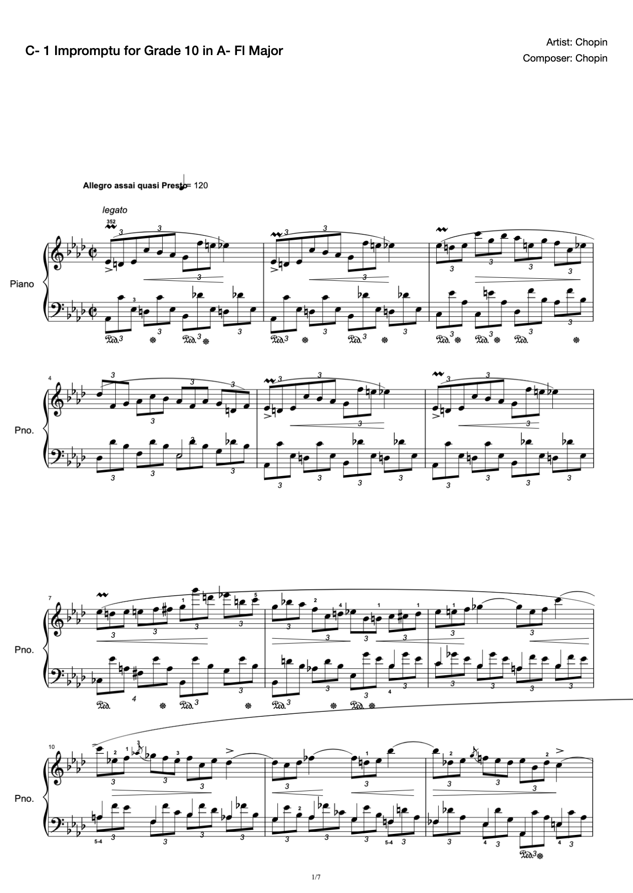 [Level 10] C- 1 Impromptu in A flat major [with fingering](2019 New Edition Piano Test) preview