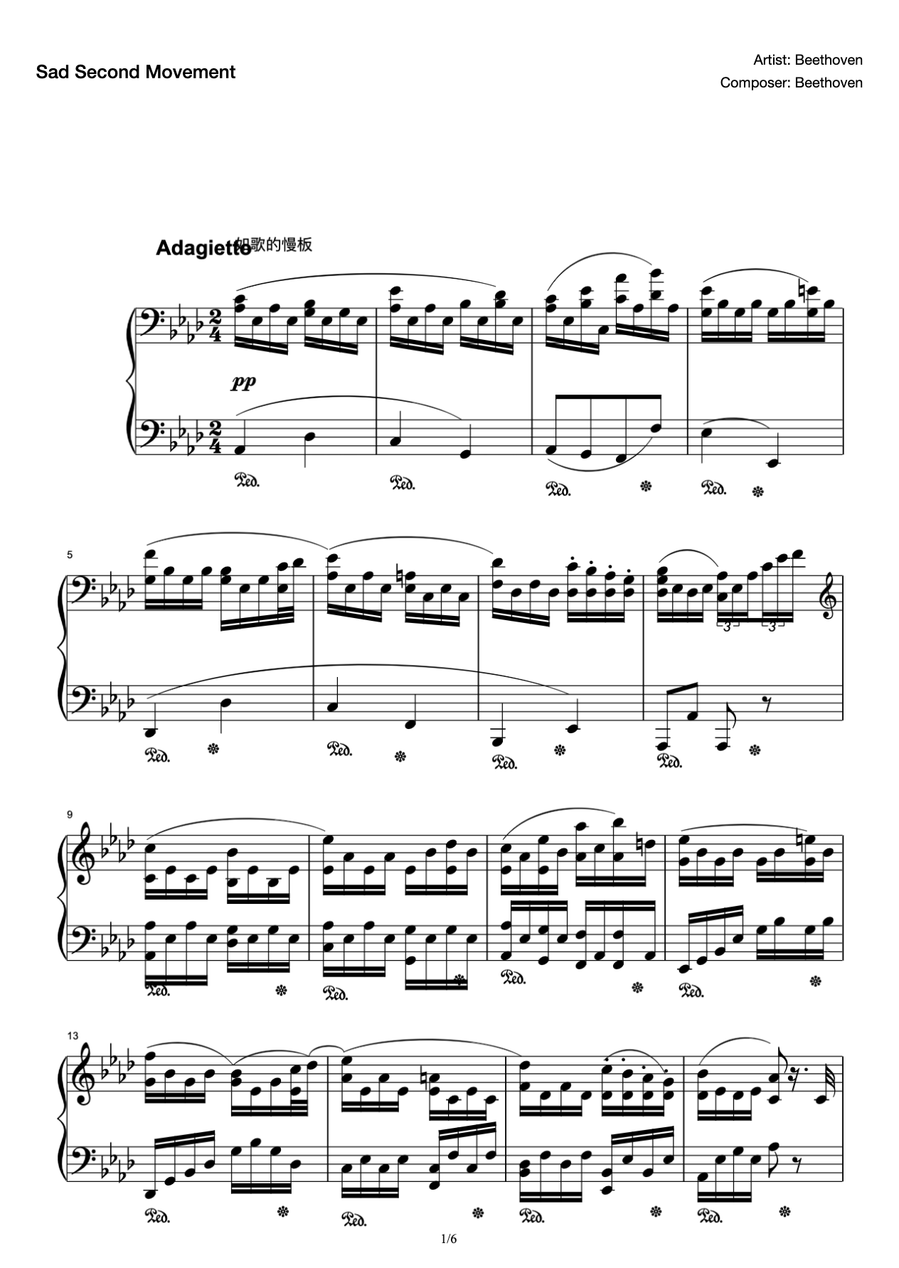 Piano Sonata No. 8 in C minor, 2nd movement-Pathetique, 2nd movement-Beethoven preview