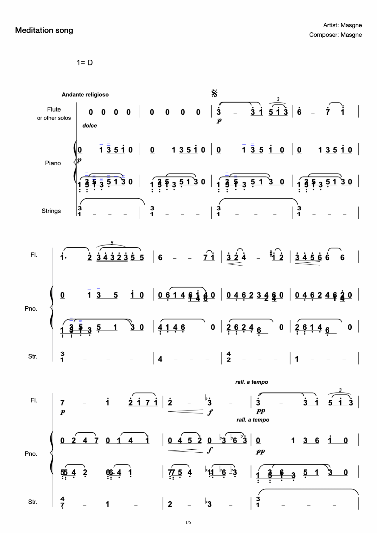 Masne-Meditation (mini-score) preview