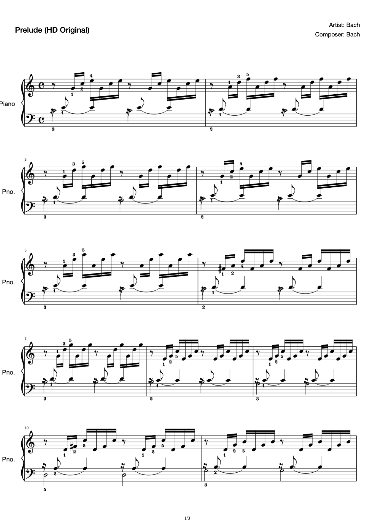 Prelude (Twelve Averages First BWV846)-Bach preview