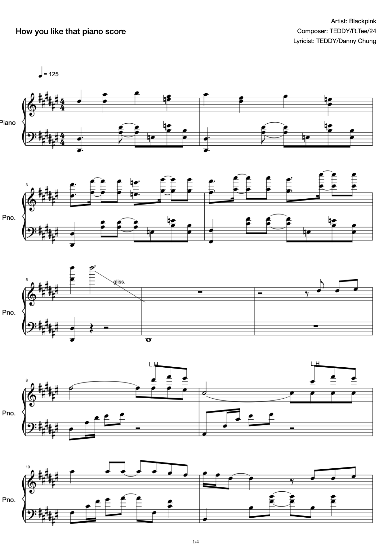 How you like that-piano score high-burning dazzle skill allocation Blackpink preview