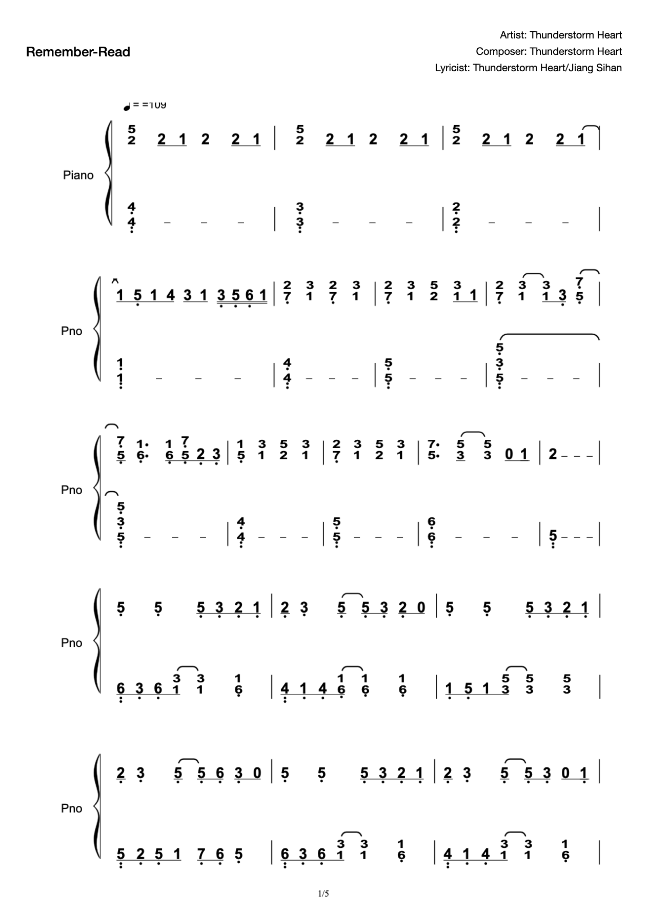 Welcome to the Challenge! C Tune, Read RAINBOW Thunderstorm Heart-Piano Score preview