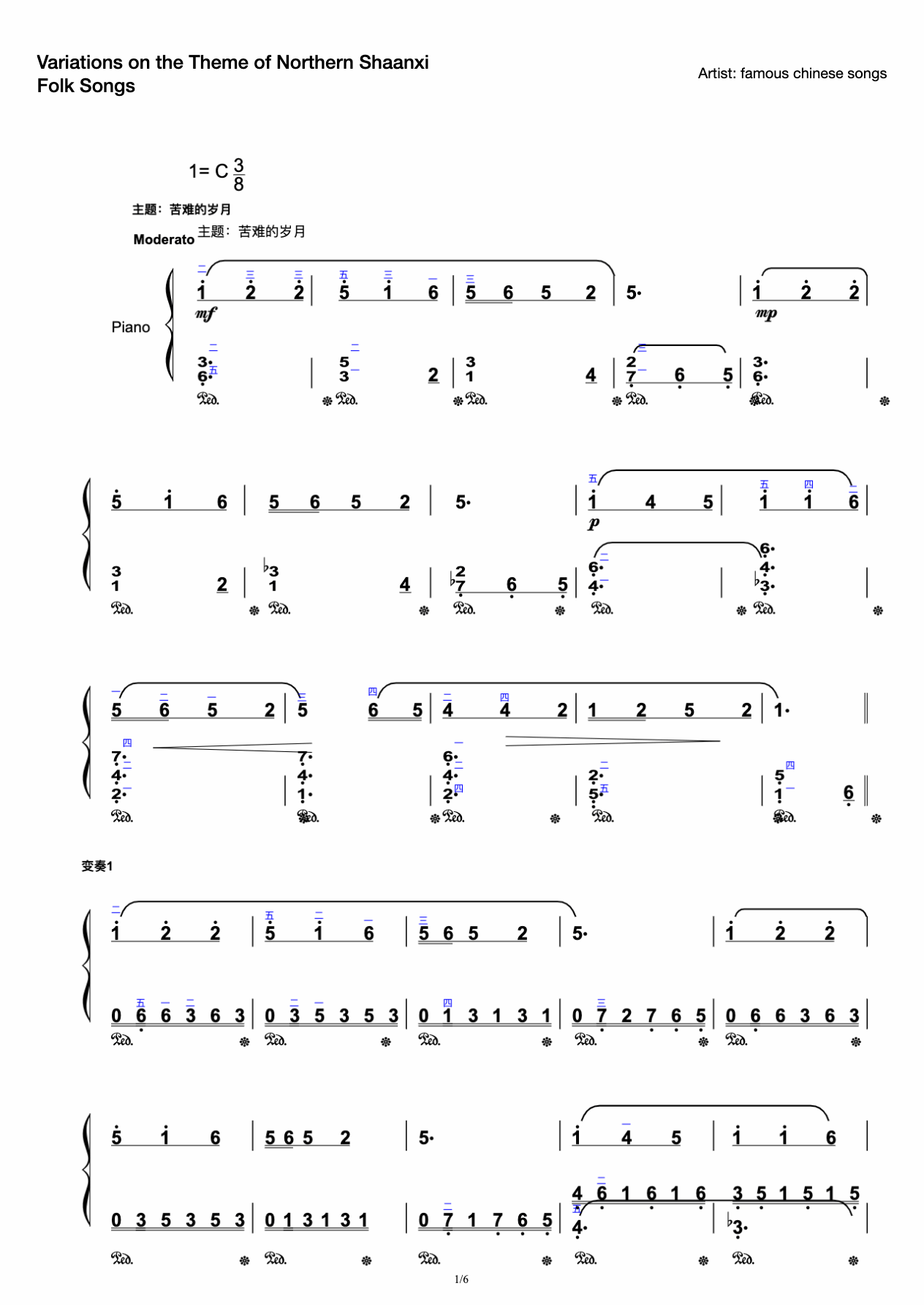 Variations on the Theme of Northern Shaanxi Folk Songs preview