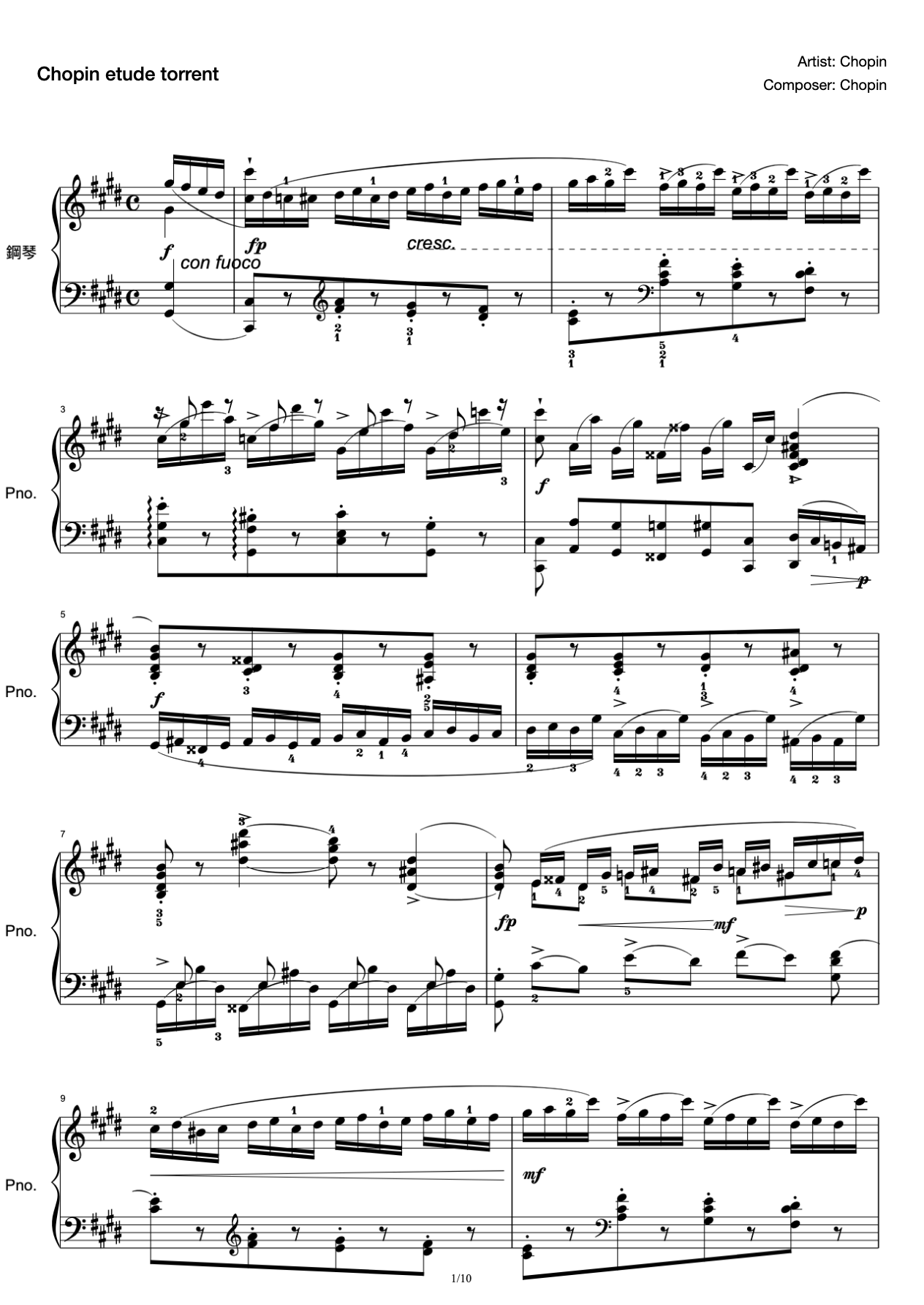 Chopin etude torrent with fingering hd professional proofreading Torrent original remake Op. 10 No.4 preview