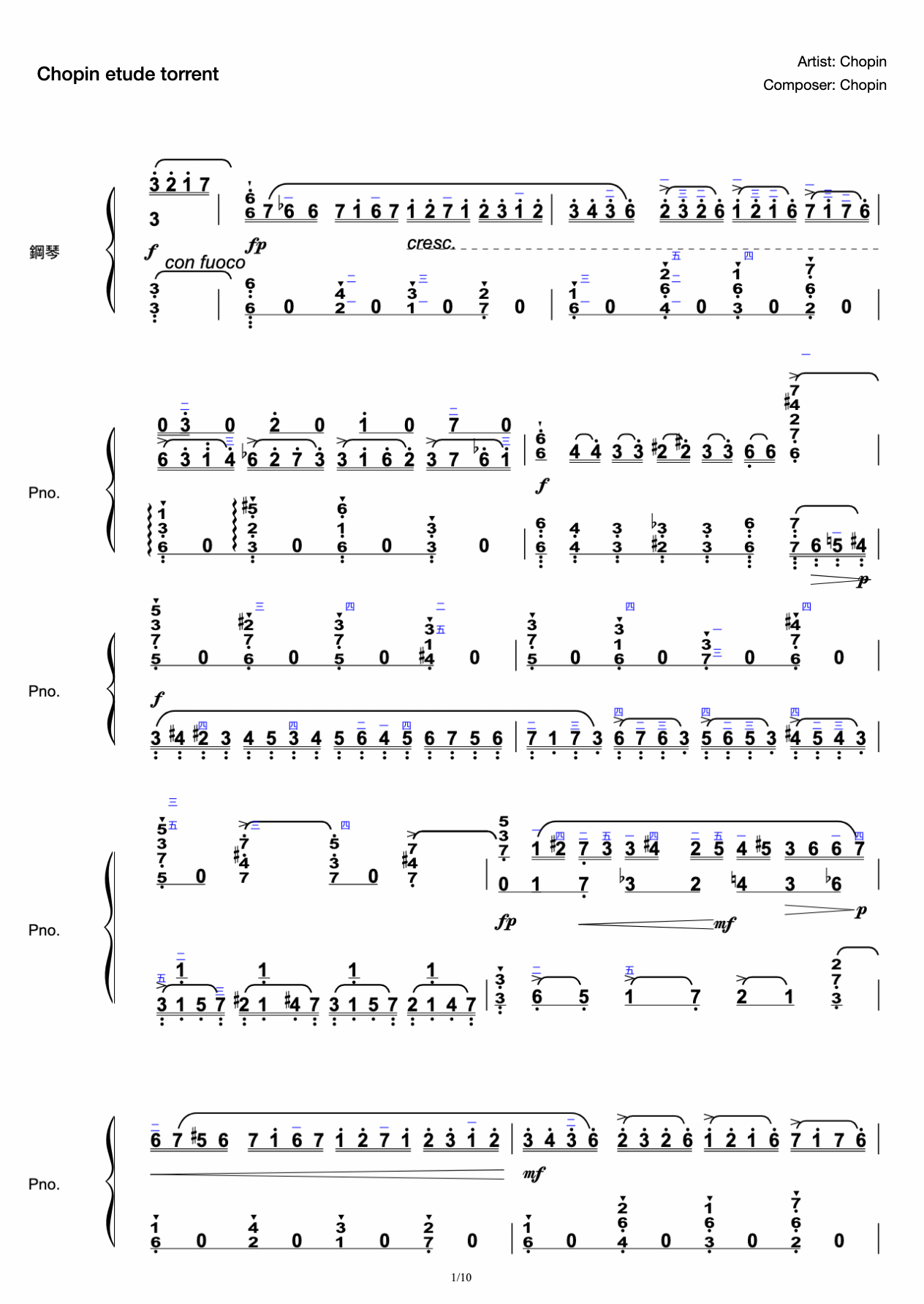 Chopin etude torrent with fingering hd professional proofreading Torrent original remake Op. 10 No.4 preview