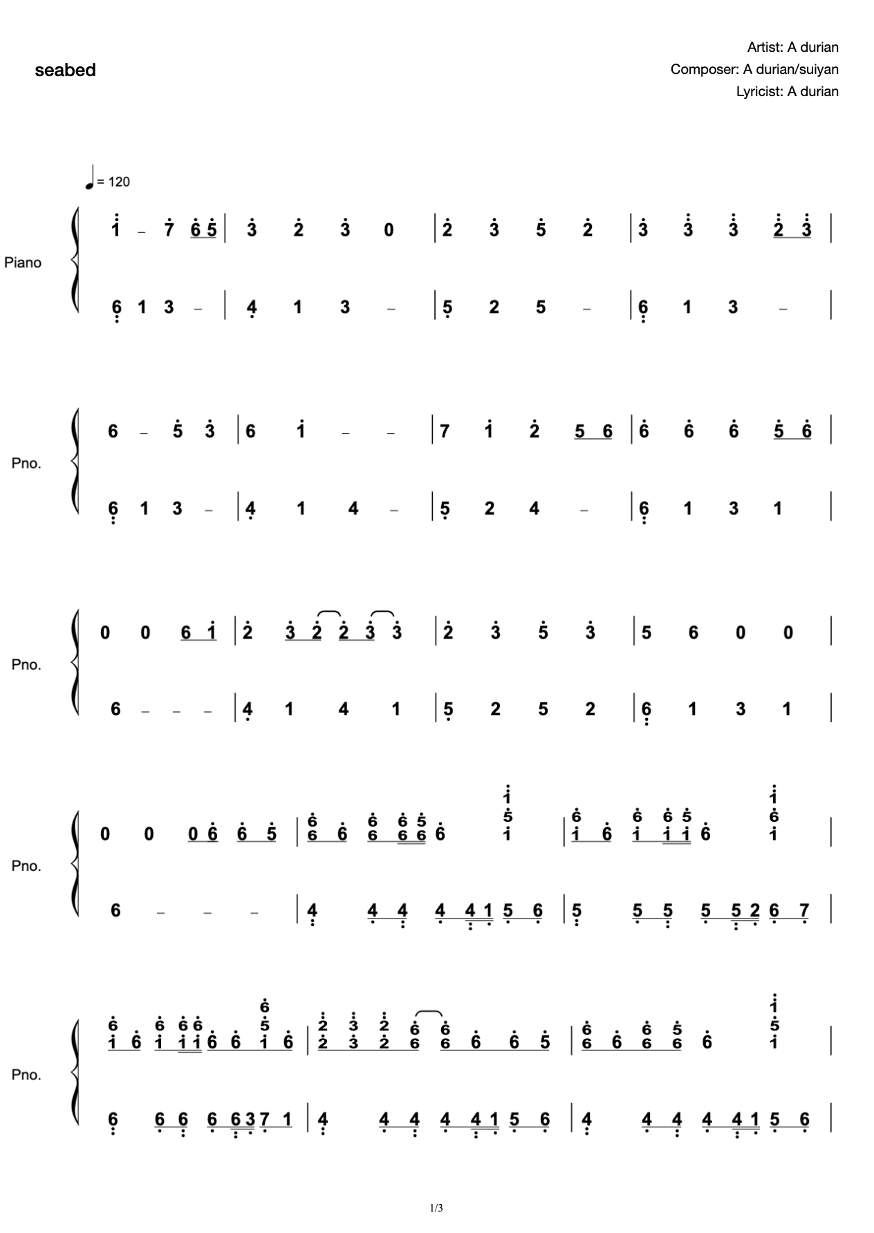 [Underwater] A Durian Perfect Original Piano Sketch preview