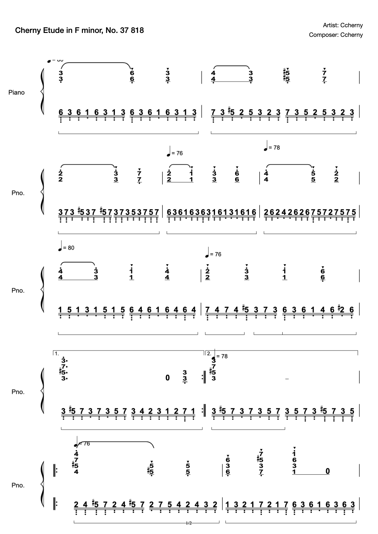 Cherny Etude in F minor, No. 37 818 preview