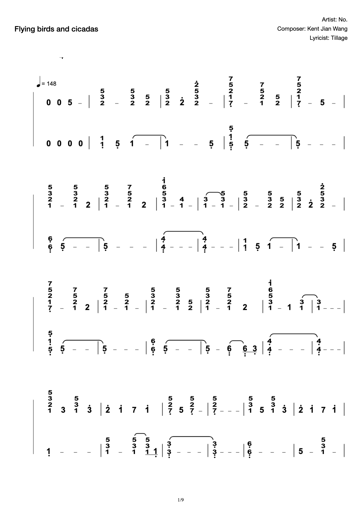 The bird and the cicada perfect solo score preview