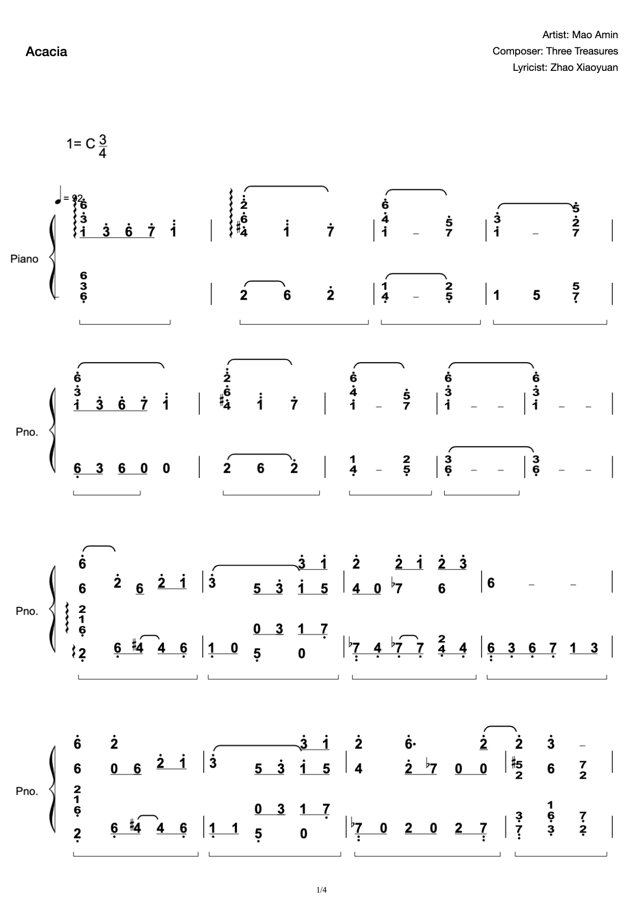 "Acacia" affectionate performance version preview