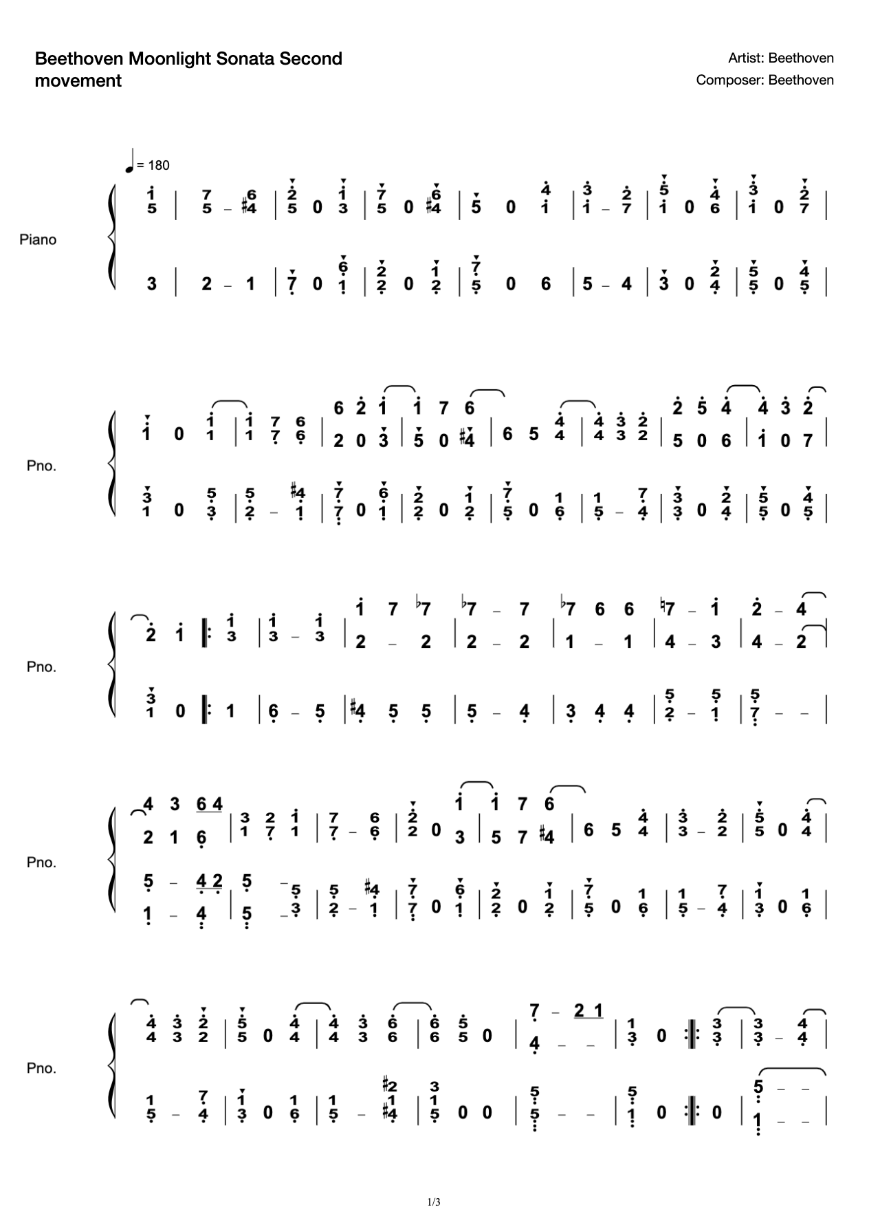 Beethoven Moonlight Sonata Second movement preview