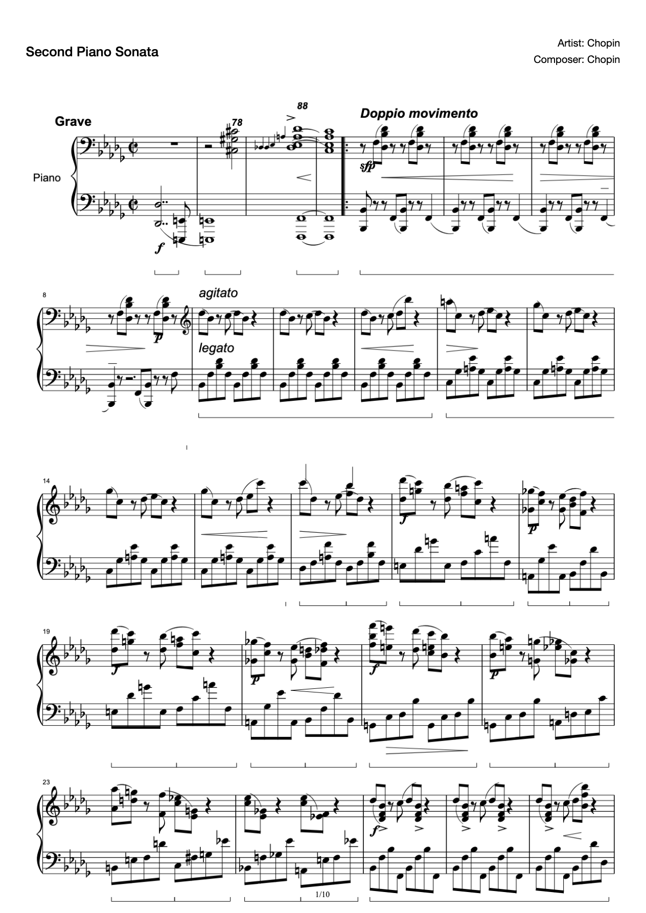 Chopin's Second Piano Sonata (First movement)-Op.35-No.2 preview